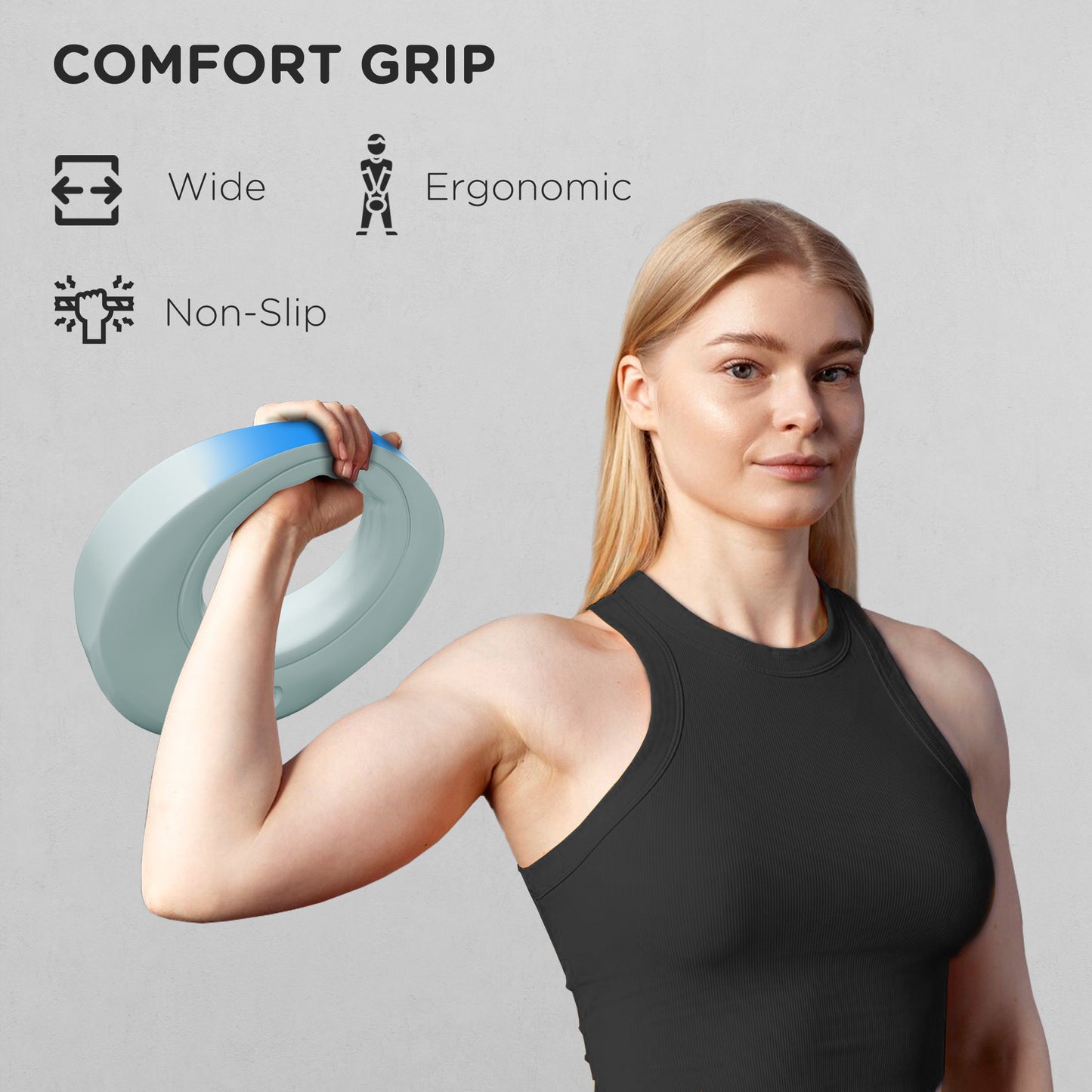 Soozier 13lbs Kettlebell, Soft Kettle Bell with Wide Handle for Home Gym Weight Lifting and Strength Training, Light Blue