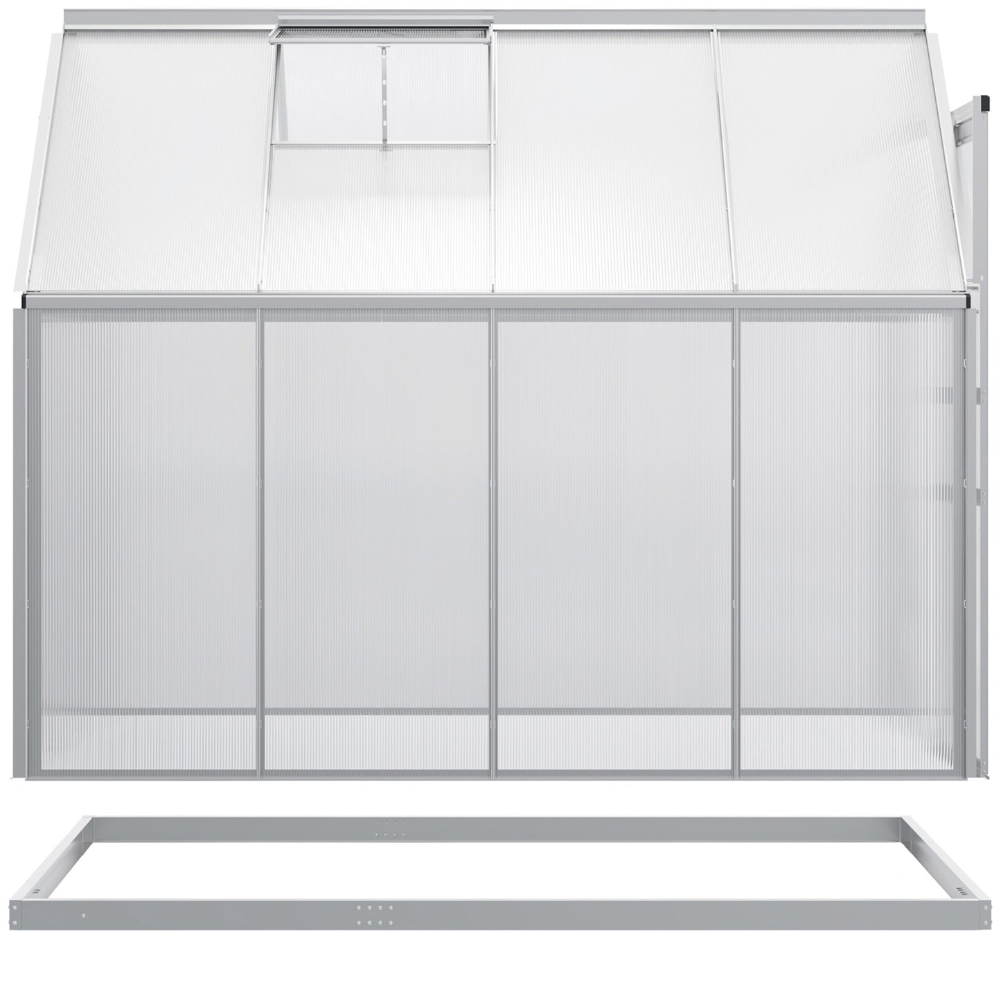 Outsunny 6' x 12' x 6.5' Walk-in Greenhouse, Polycarbonate Greenhouse with Adjustable Roof Vent, Base, Sliding Door, Clear