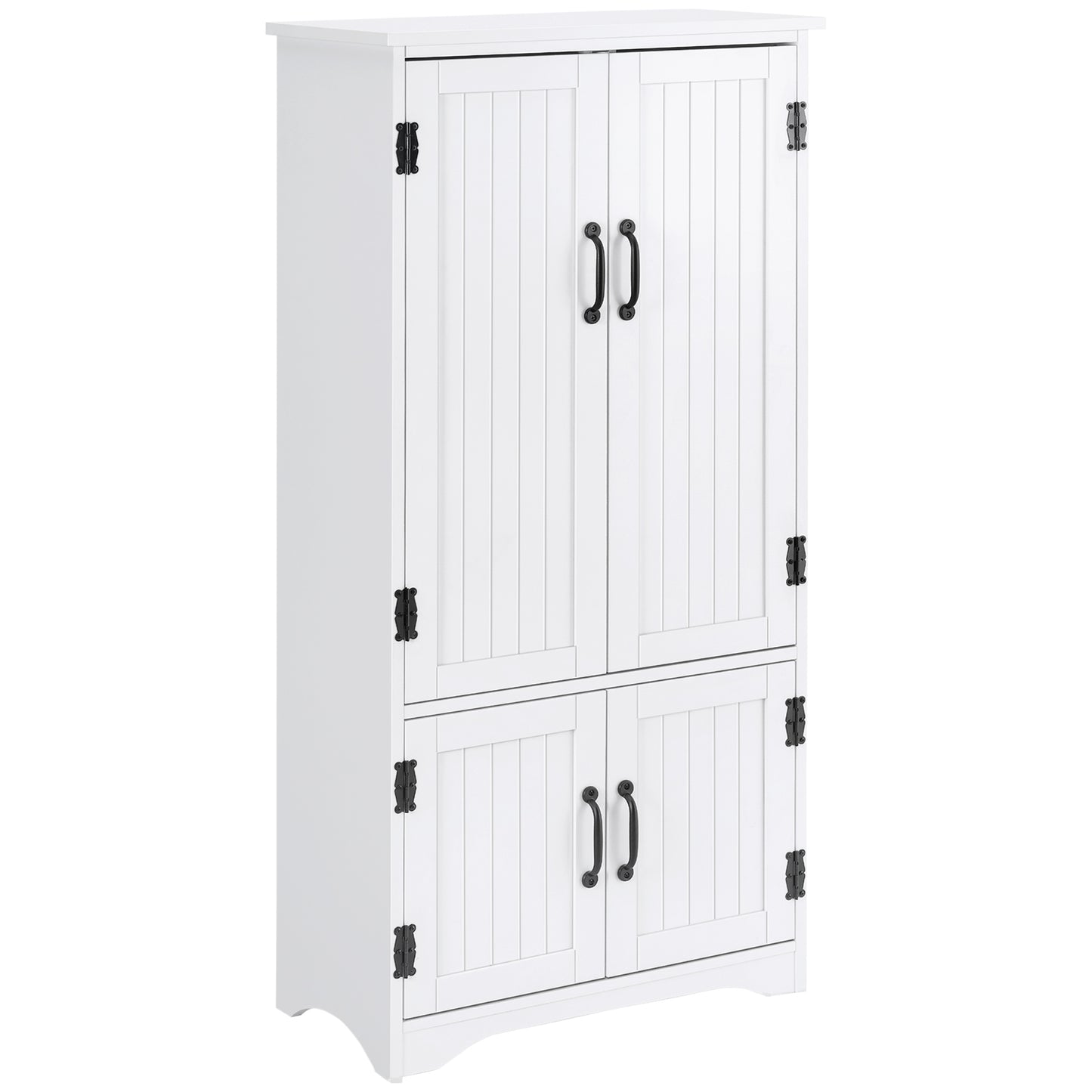 HOMCOM 48" 4-Door Storage Cabinet Multi-Storey Large Space Pantry with Adjustable Shelves Black