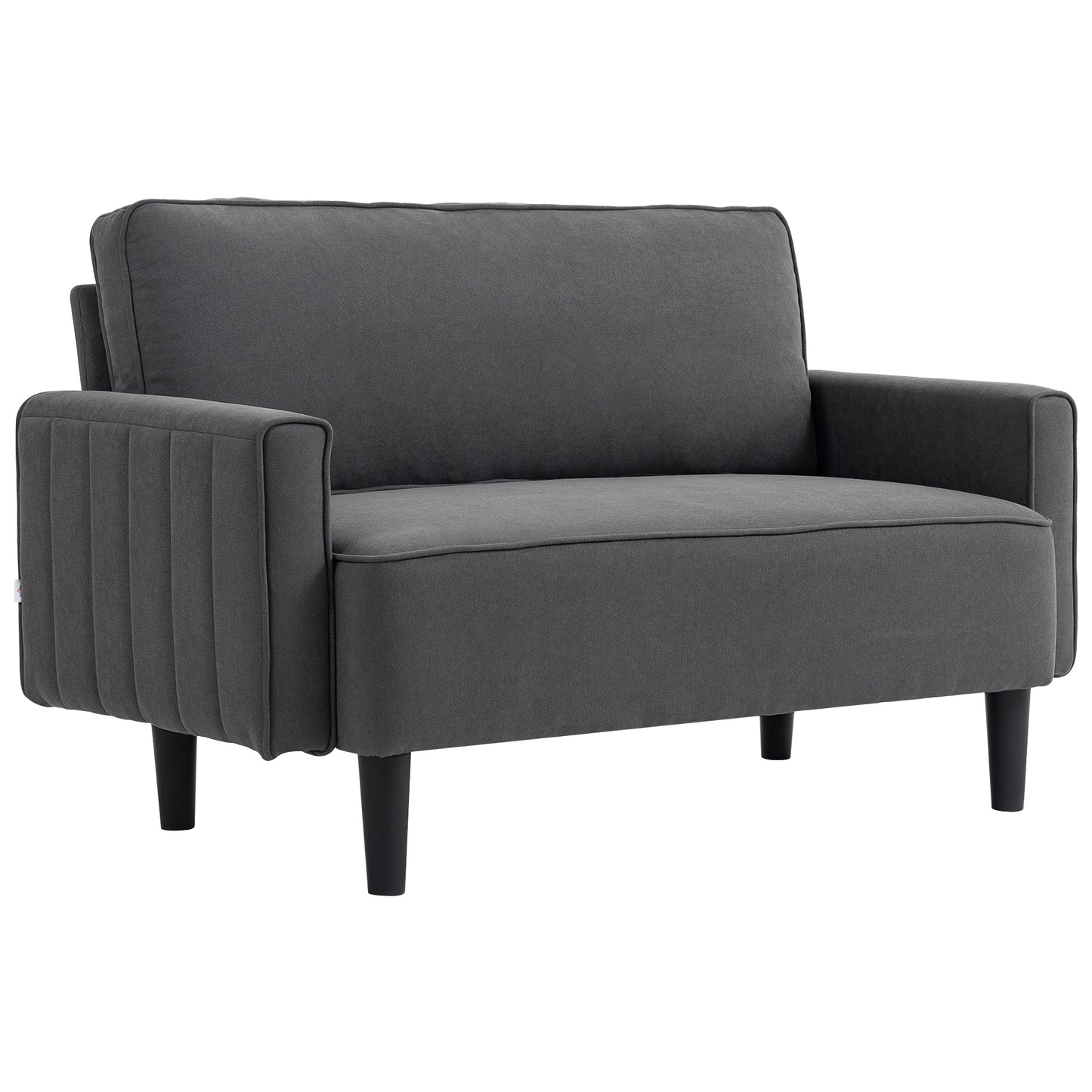HOMCOM Loveseat Sofa, Linen 2 Seater Sofa Couch with Thick Padded Seat & Backrest for Living Room, Home Office, Dark Grey