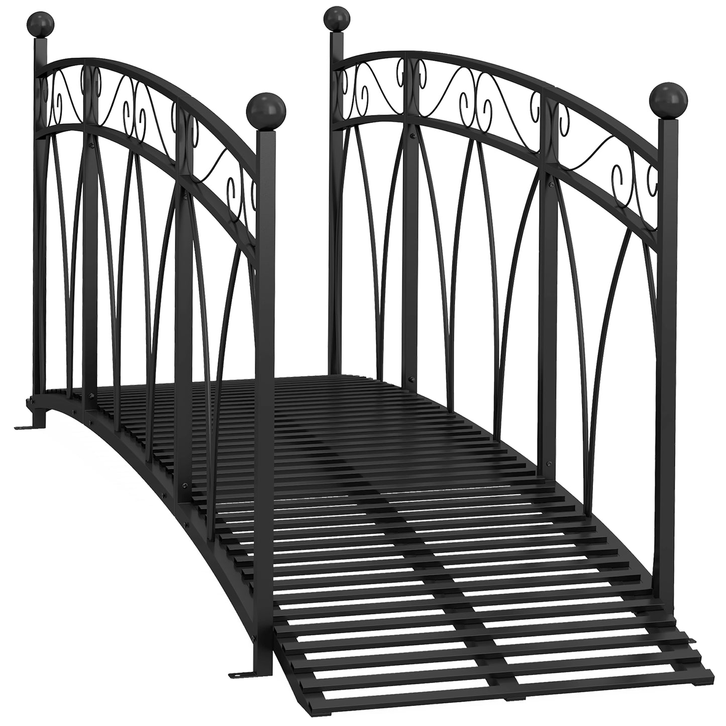 Outsunny 3.3FT Classic Garden Bridge with Safety Railings Arc Footbridge Decorative Pond Bridge for Backyard Creek Stream, Black
