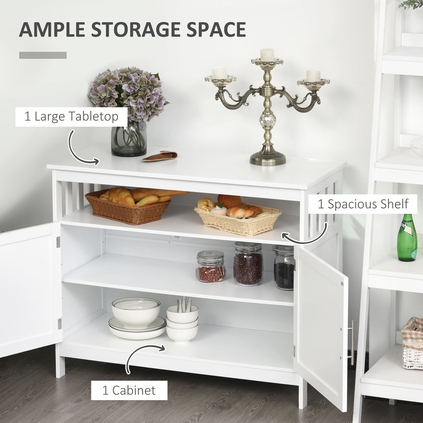 HOMCOM Wooden Console Table with Open Shelf and 2 layers Cabinet Kitchen Furniture