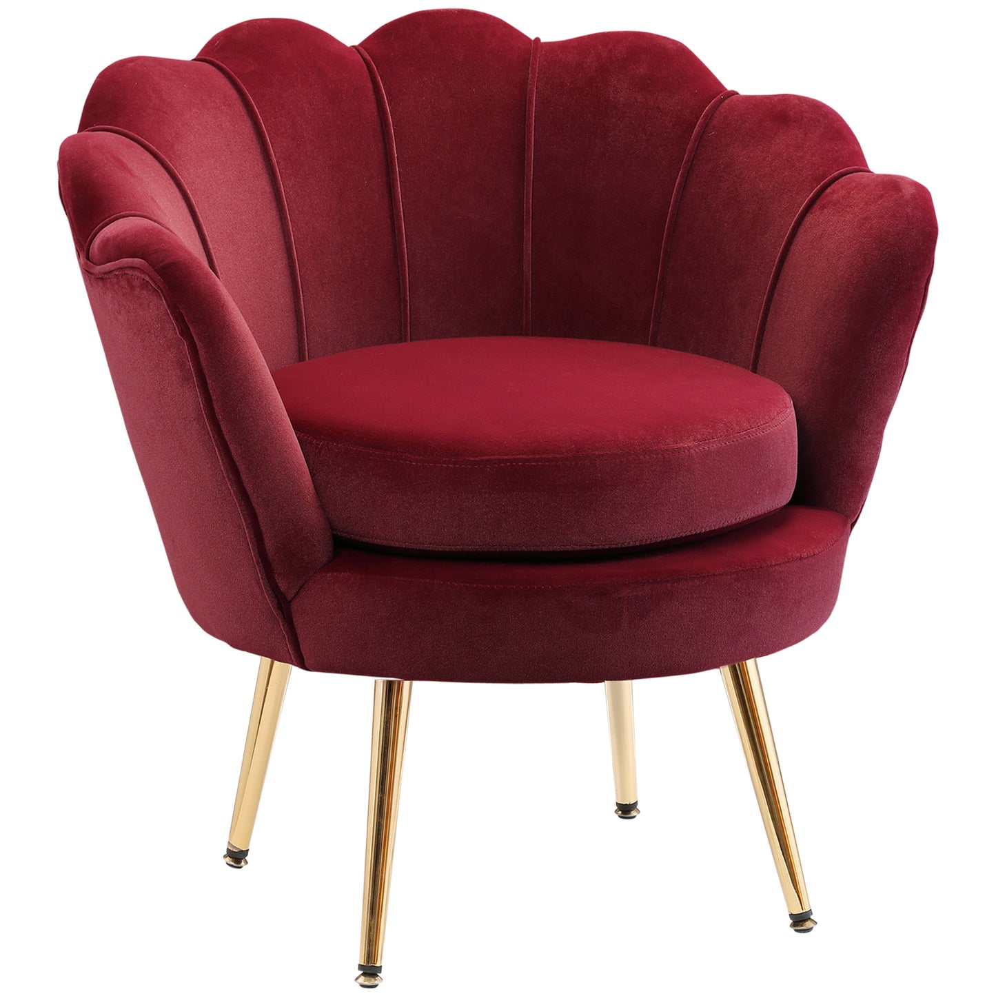 HOMCOM Modern Accent Chair, Velvet-Touch Fabric Leisure Club Chair with Gold Metal Legs for Bedroom, Blue