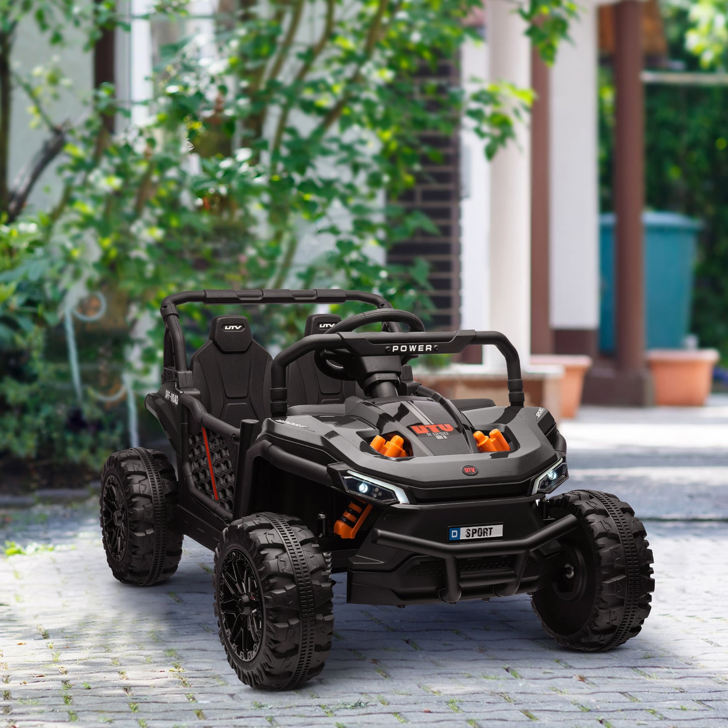 Qaba 12V Kids Ride On Car, Toy Truck with Remote Control, Spring Suspension, LED Headlights, 3 Speeds, Blue