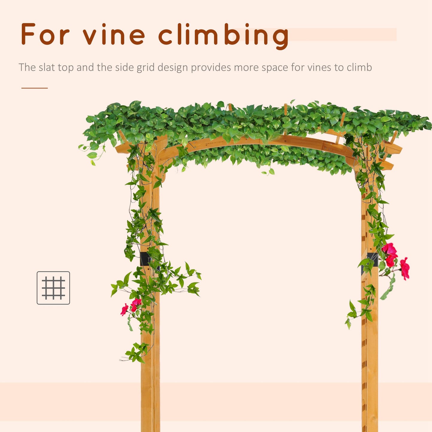 Outsunny 7.5FT Wood Garden Arch Trellis, Outdoor Walkway Round Pergola Style Arbor for Decorative Climbing Plants, Patio, Lawn, Backyard Party, Ceremony Decoration Accessories, Yellow