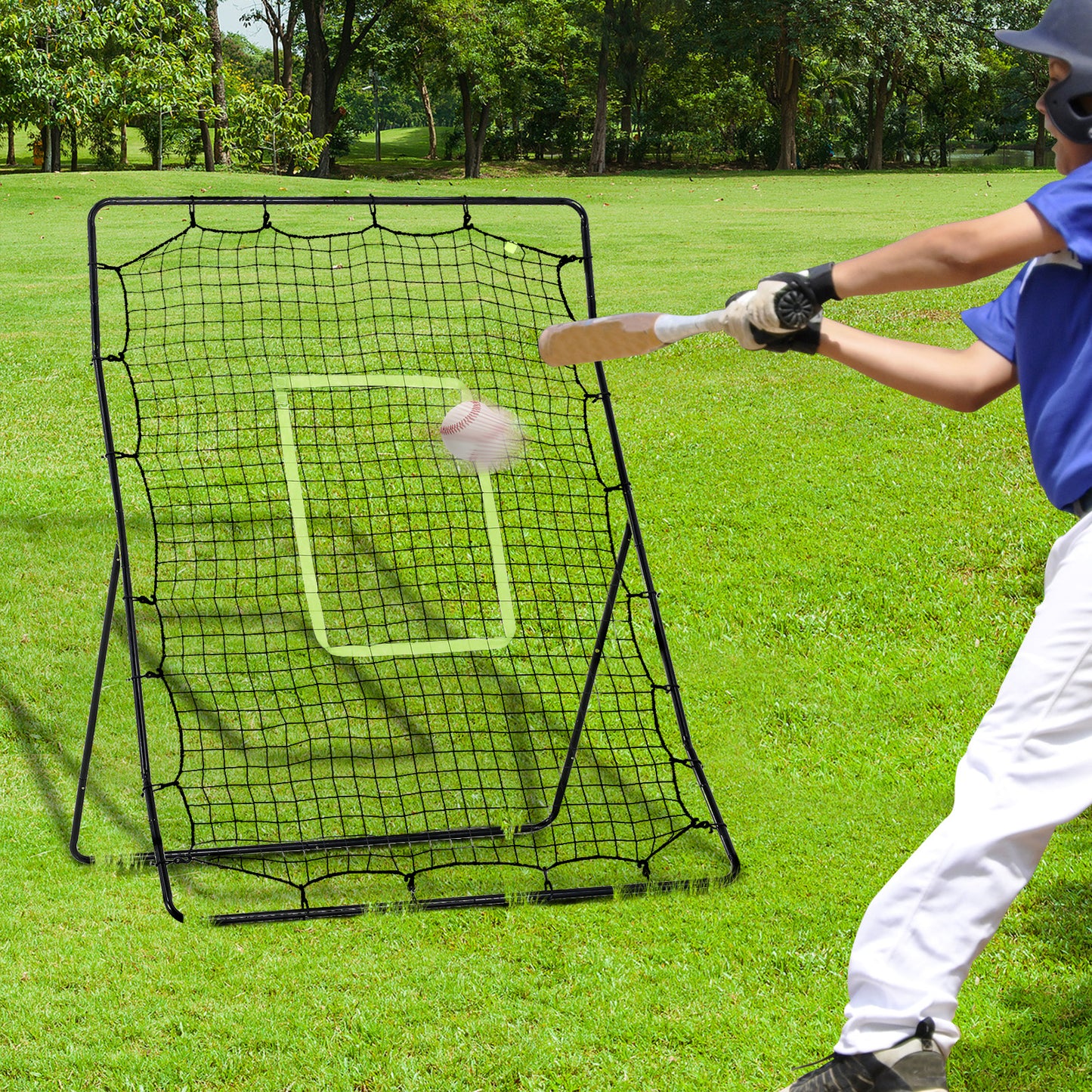 Soozier 4 x 5.7ft Volleyball Rebounder Net with Strike Zone, Baseball Lacrosse Training Net for Pitching and Fielding
