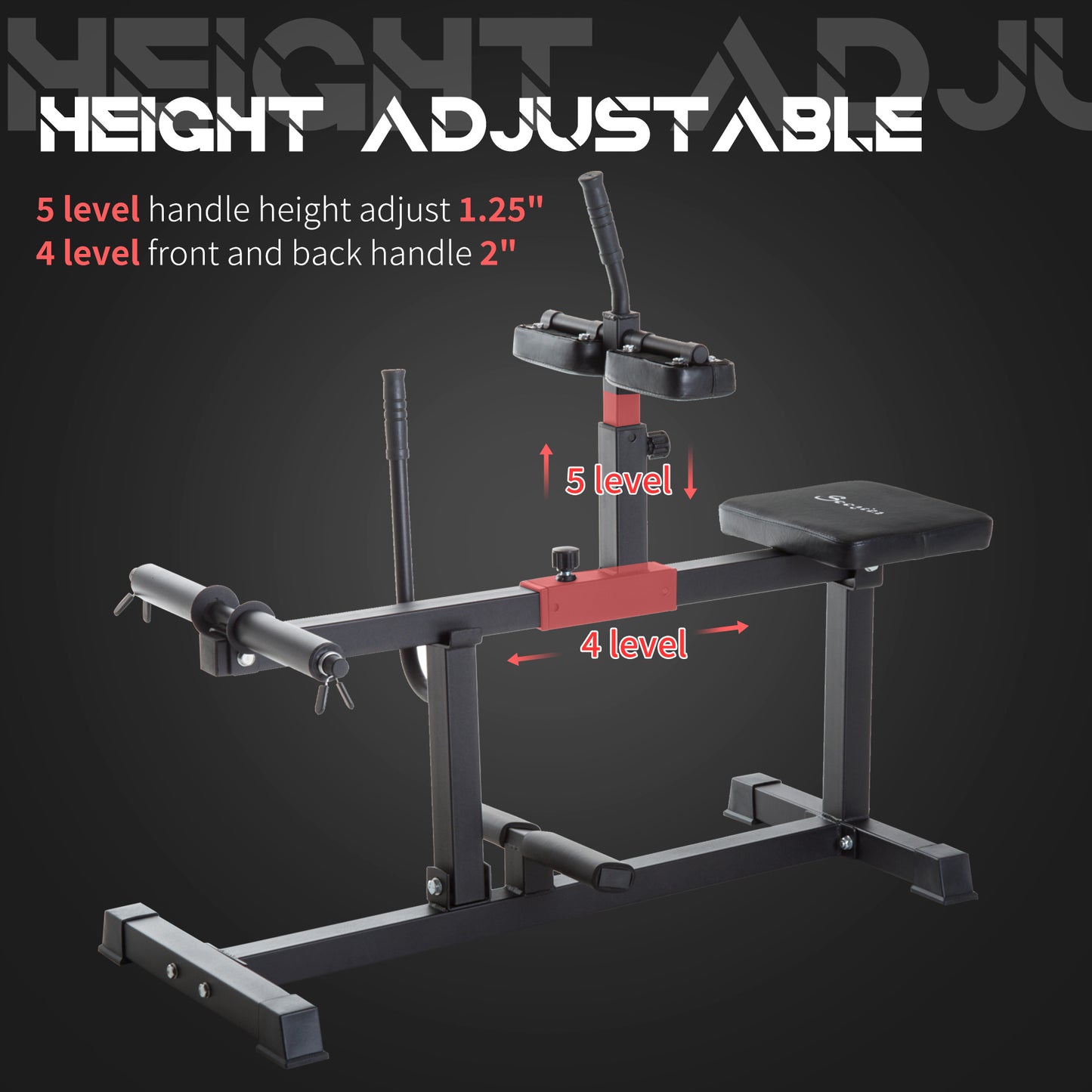 Soozier Adjustable Seated Calf Raise Machine, Steel Leg Press Machine, Strength Training Gym Equipment for Legs, Waist And Arms, Black