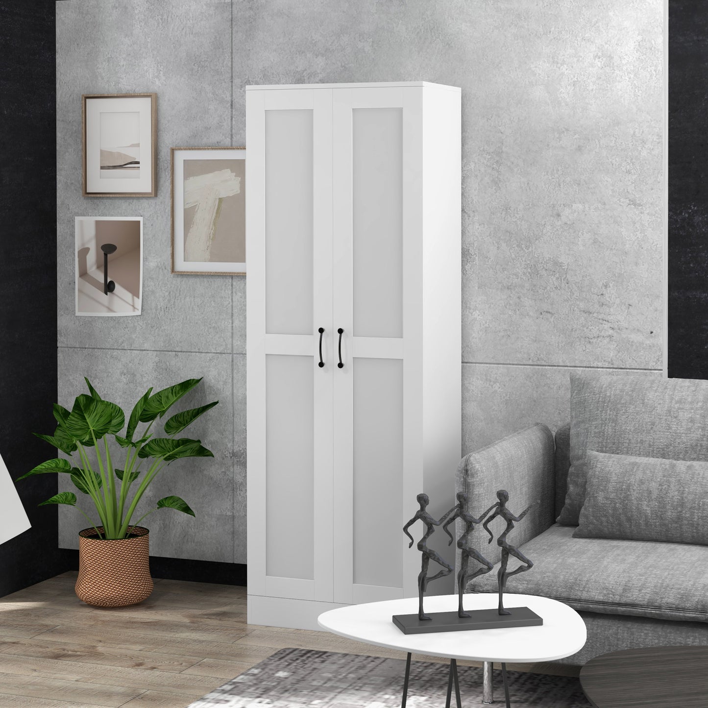 HOMCOM 69" Pantry Cabinet with Storage, Kitchen Pantry Storage Cabinet with Soft Close Doors and Adjustable Shelves, White