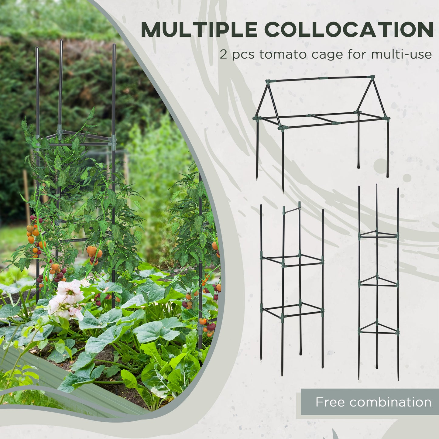 Outsunny 6' x 3' x 1' Raised Garden Bed with 2 Trellis Tomato Cages, Steel Frame Elevated Planter Box, Black