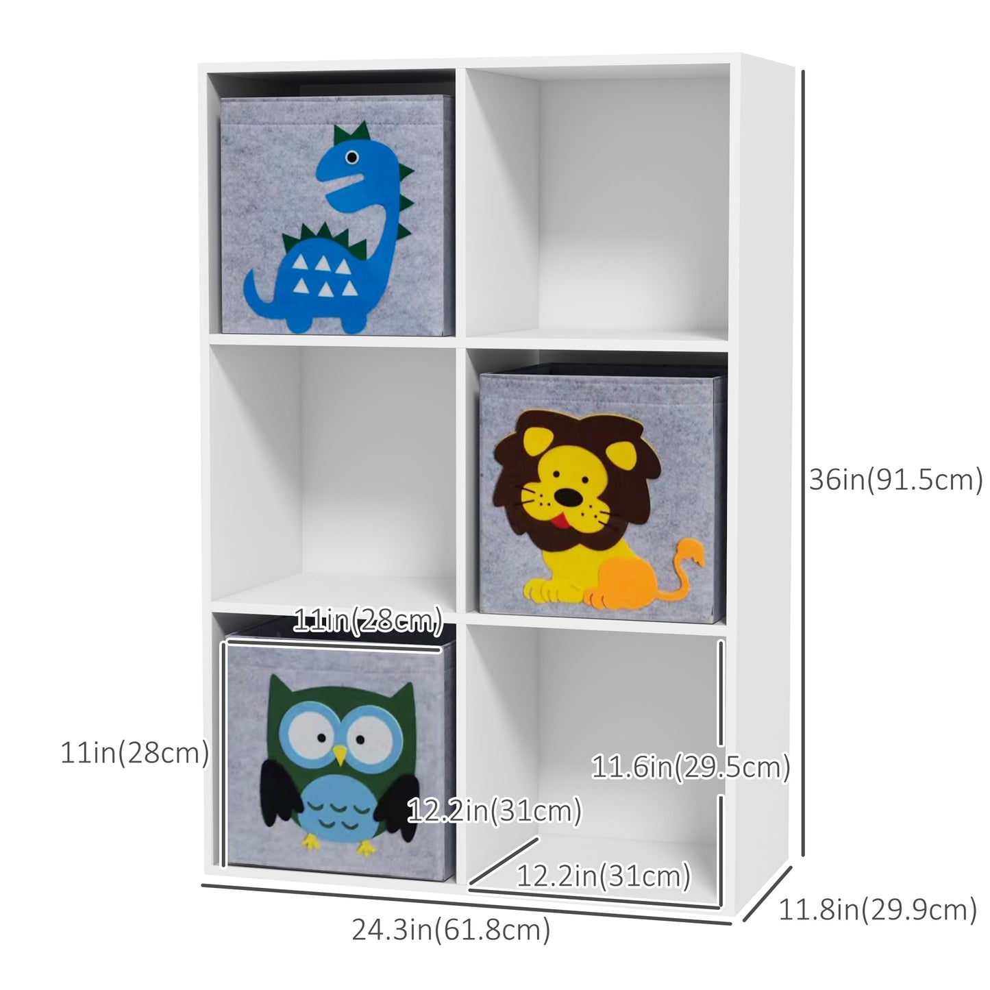 Qaba Toy Storage Organizer with 3 Nonwoven-Fabric Drawers for Children's Room, Playroom, Hallway, White