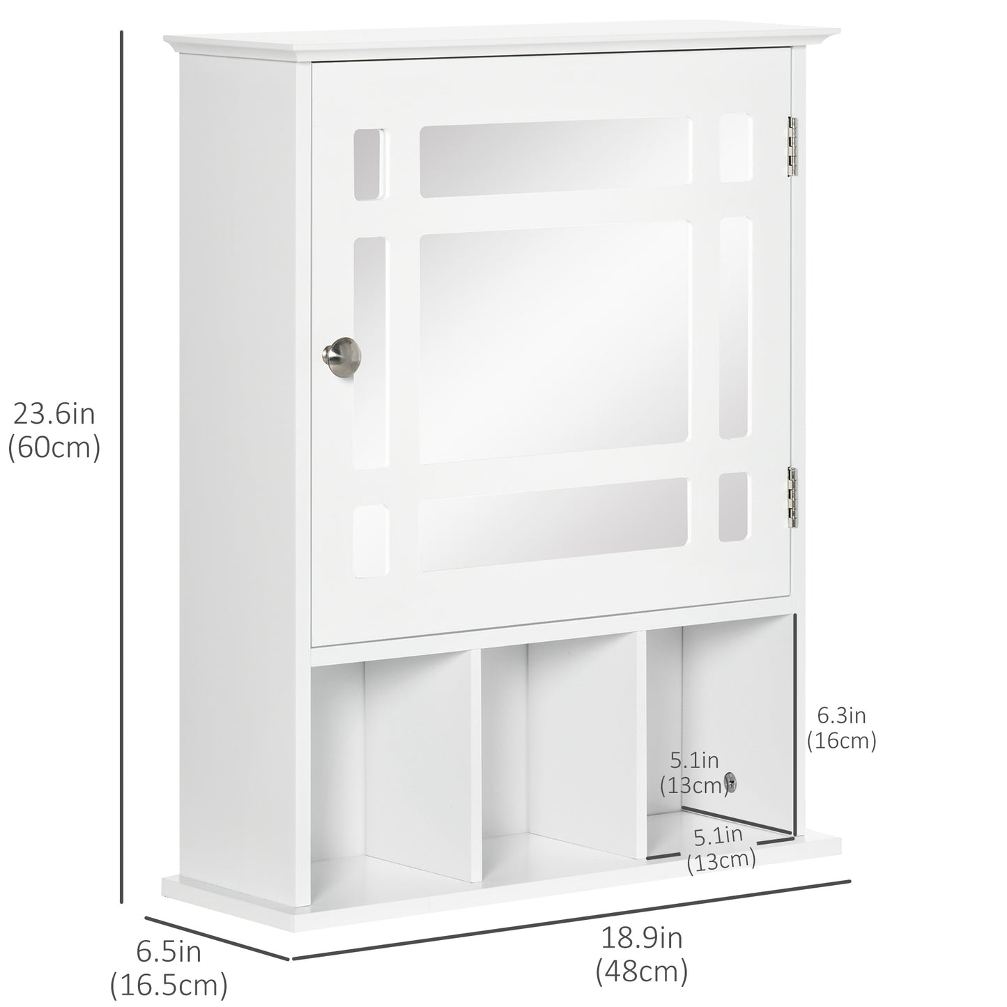 kleankin Bathroom Cabinet Wall Mount with Mirror Door 3 Shelf Organizer for Bathroom, Kitchen, Bedroom, Grey