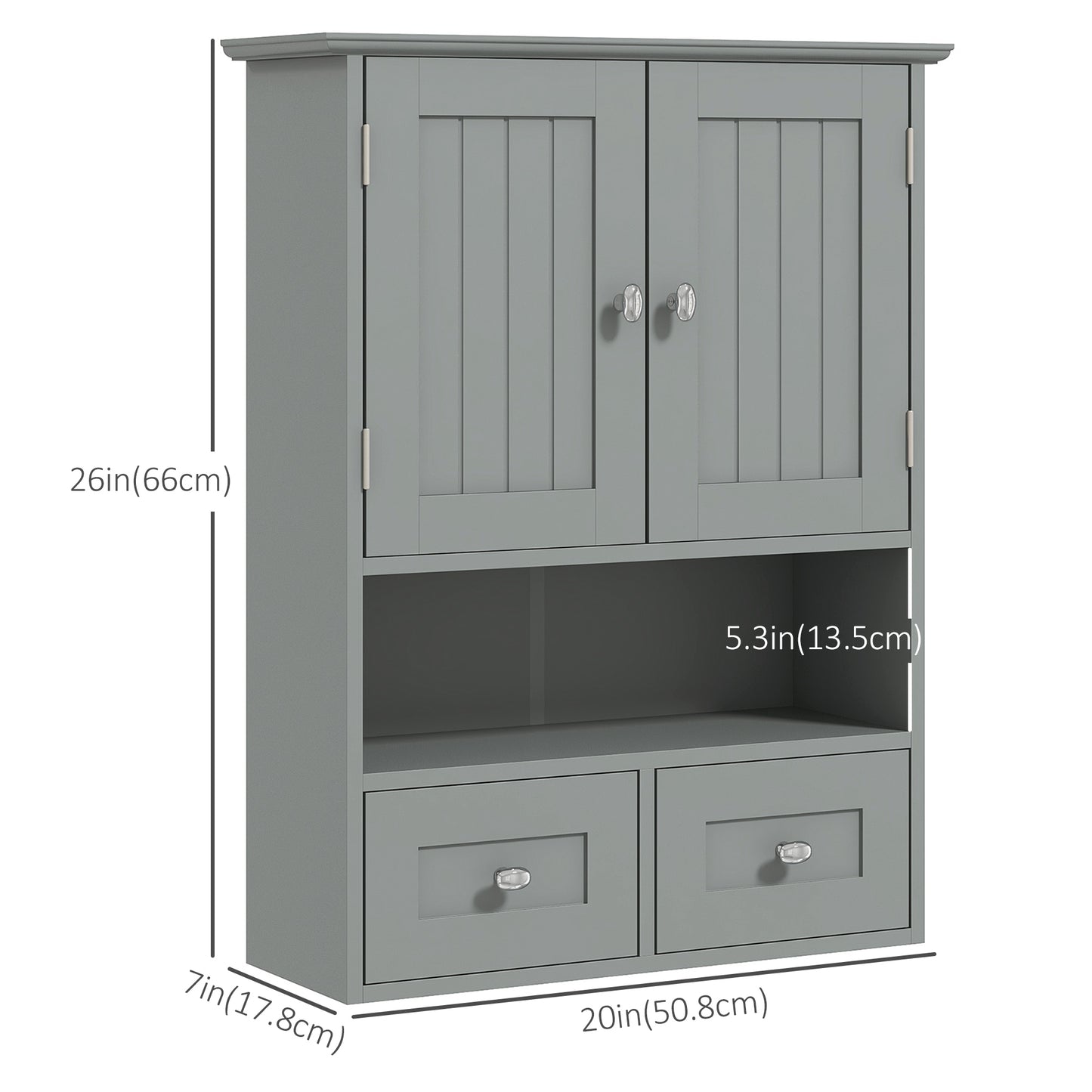 kleankin Bathroom Wall Cabinet, Medicine Cabinet, Over Toilet Storage Cabinet with Shelf and Drawers for Hallway, Living Room, White