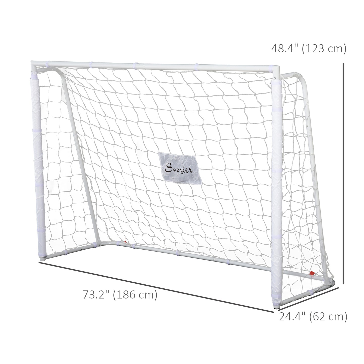 Soozier 6ft x 4ft Soccer Goal Net with Metal Frame, PE Mesh, Ground Stakes, Easy Assembly, Yellow