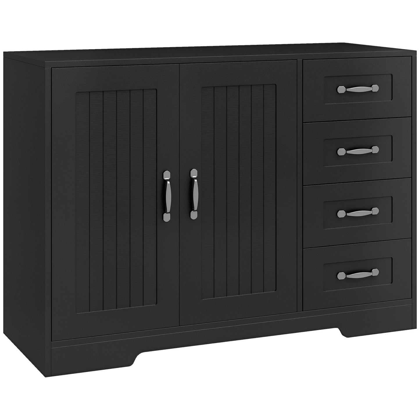 HOMCOM Modern Sideboard Buffet Cabinet with Drawers and Beadboard Door Cupboard Kitchen Storage Cabinet White