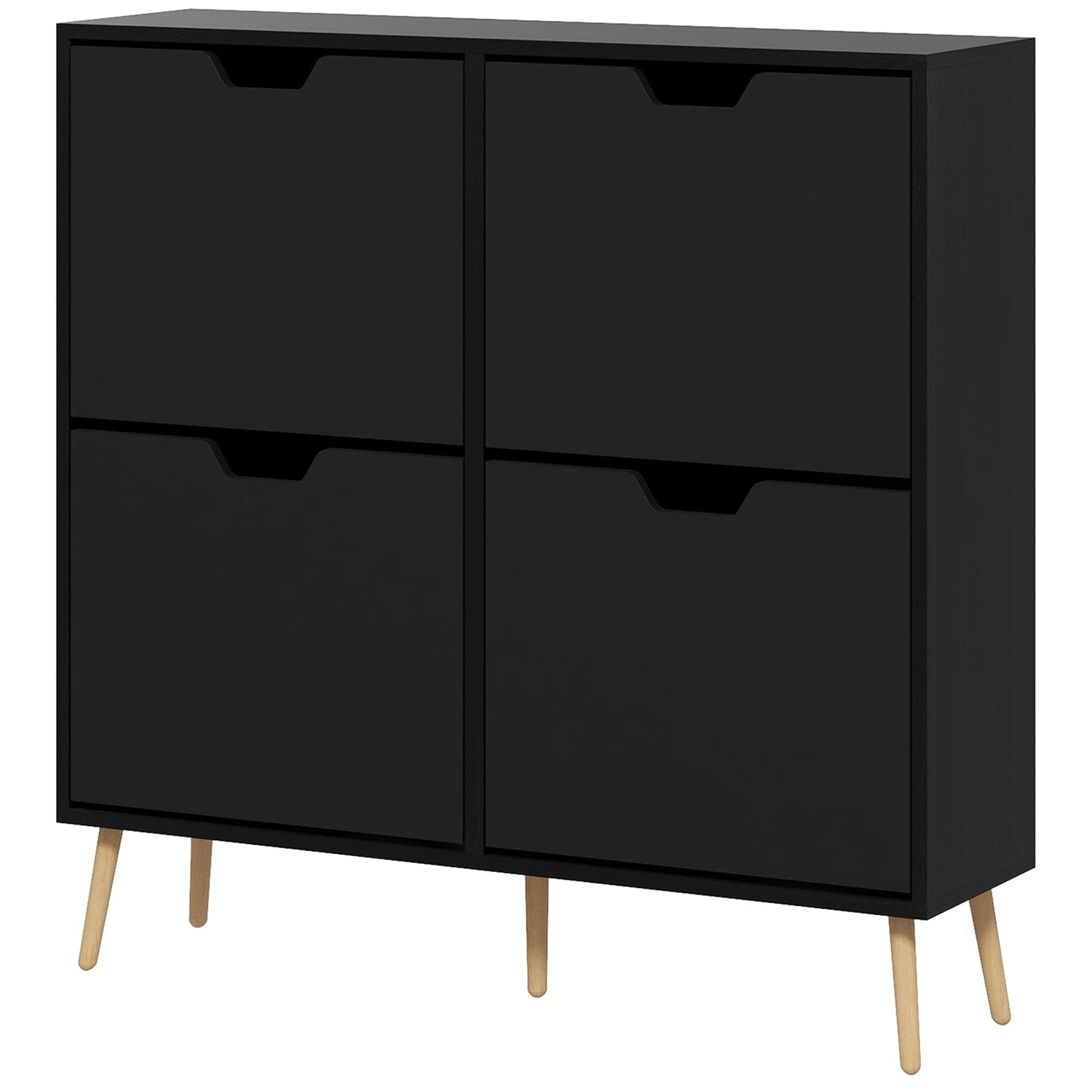 HOMCOM Shoe Storage Cabinet with 4 Flip Drawers and Adjustable Shelf, Shoe Cabinet for 8-16 Pairs of Shoes, Natural
