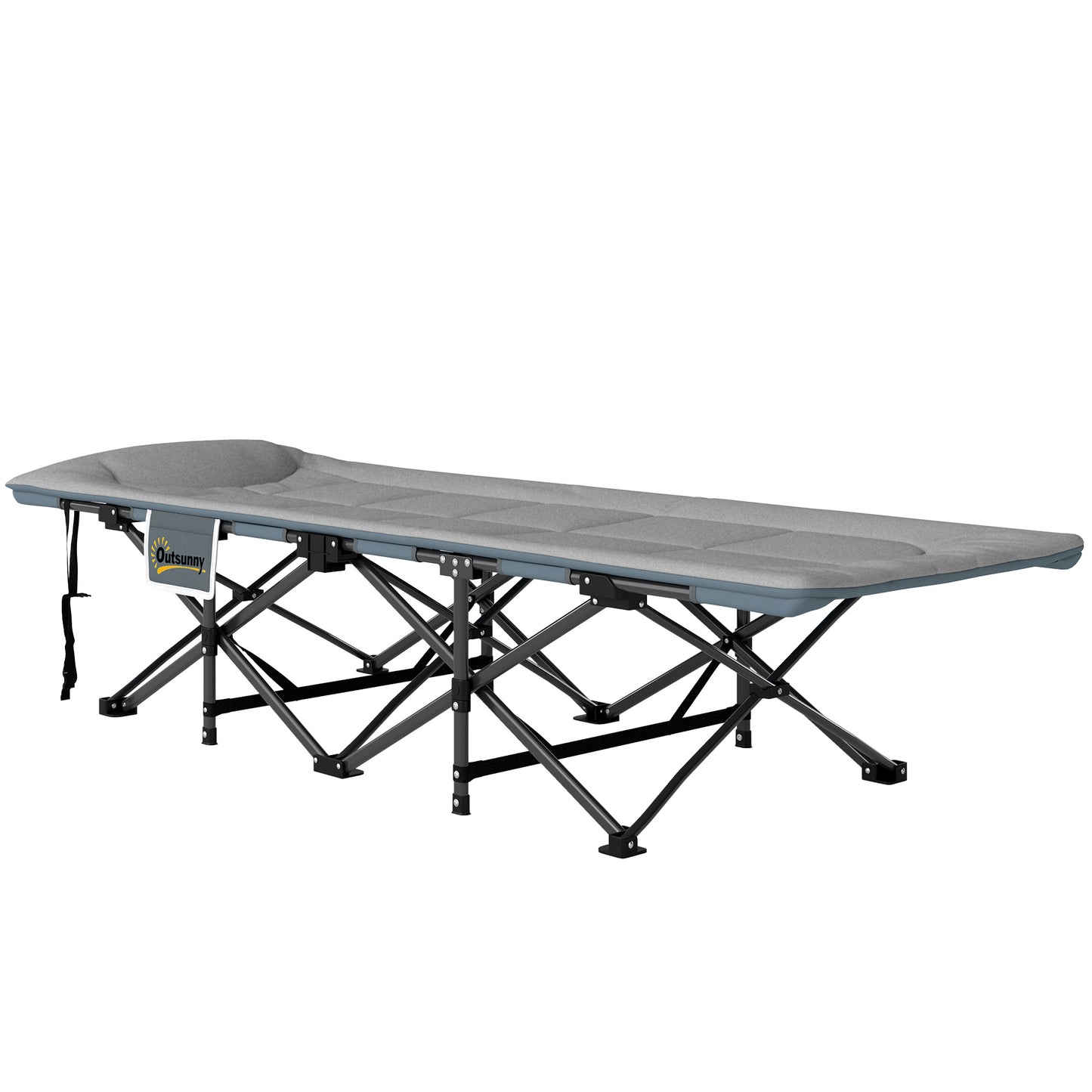 Outsunny 25.6" Wide Folding Bed, Camping Cot for Adults with Mattress, Carry Bag, Storage Pocket, Max Load 330 LBS, Light Grey