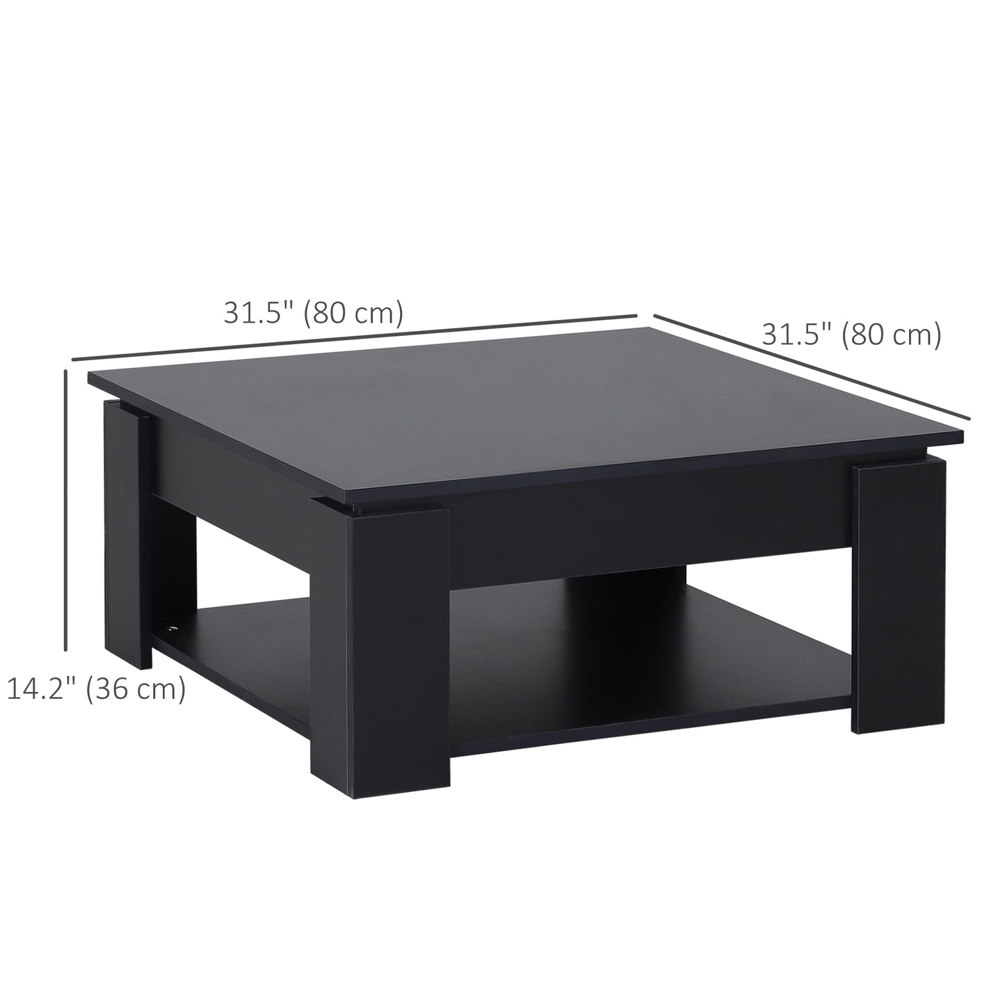 HOMCOM Modern Coffee Table with Storage Shelf, Square Cocktail Table, Center Table for Living Room, Grey