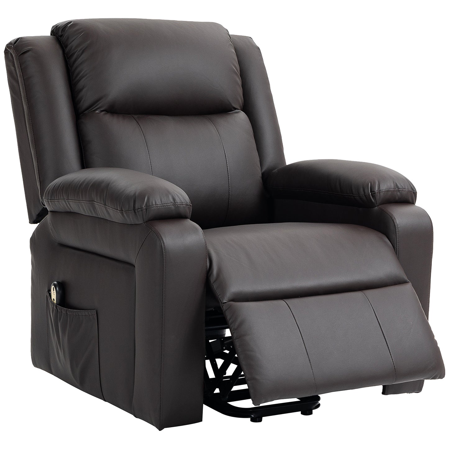 HOMCOM Lift Chair for Seniors, PU Leather Upholstered Electric Recliner Chair with Remote, Side Pockets, Quick Assembly, Grey