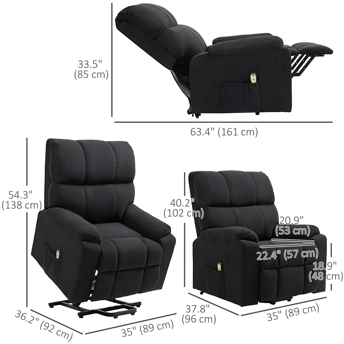 HOMCOM Lift Chair for Seniors, Microfibre Upholstered Electric Recliner Chair with Remote, Quick Assembly, Grey