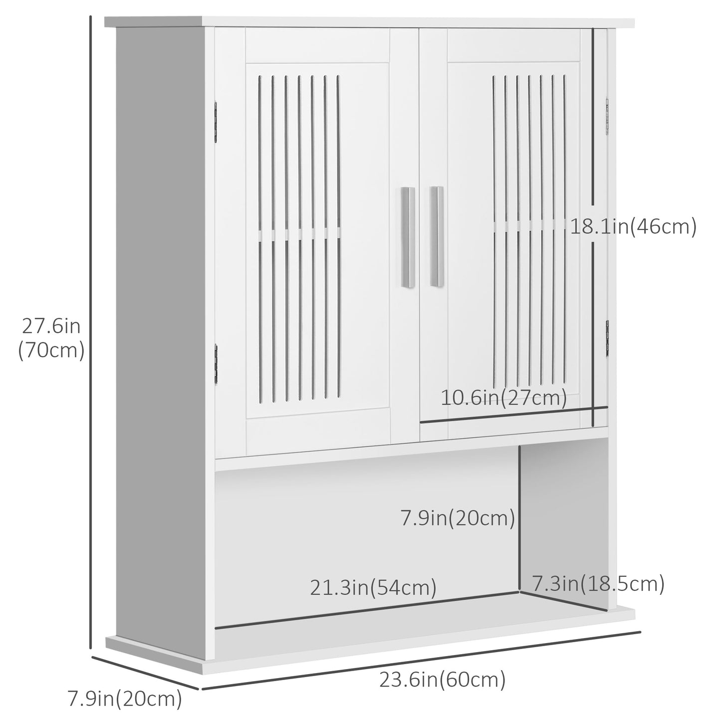 kleankin Modern Wall Mount Bathroom Cabinet, Storage Organizer with 2 Door Cabinet and Open Shelf, White