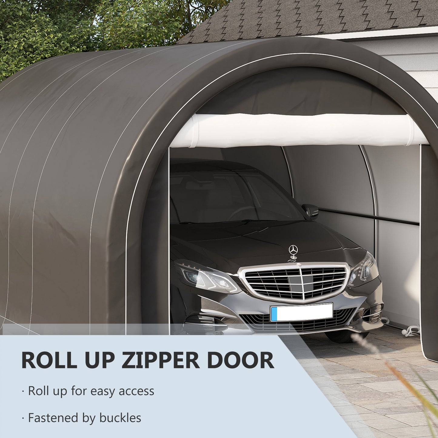 Outsunny 10' x 16' Heavy Duty Portable Carport Tent with Zippered Door, PE Cover for Car, Boat, Motorcycle, Bike, White