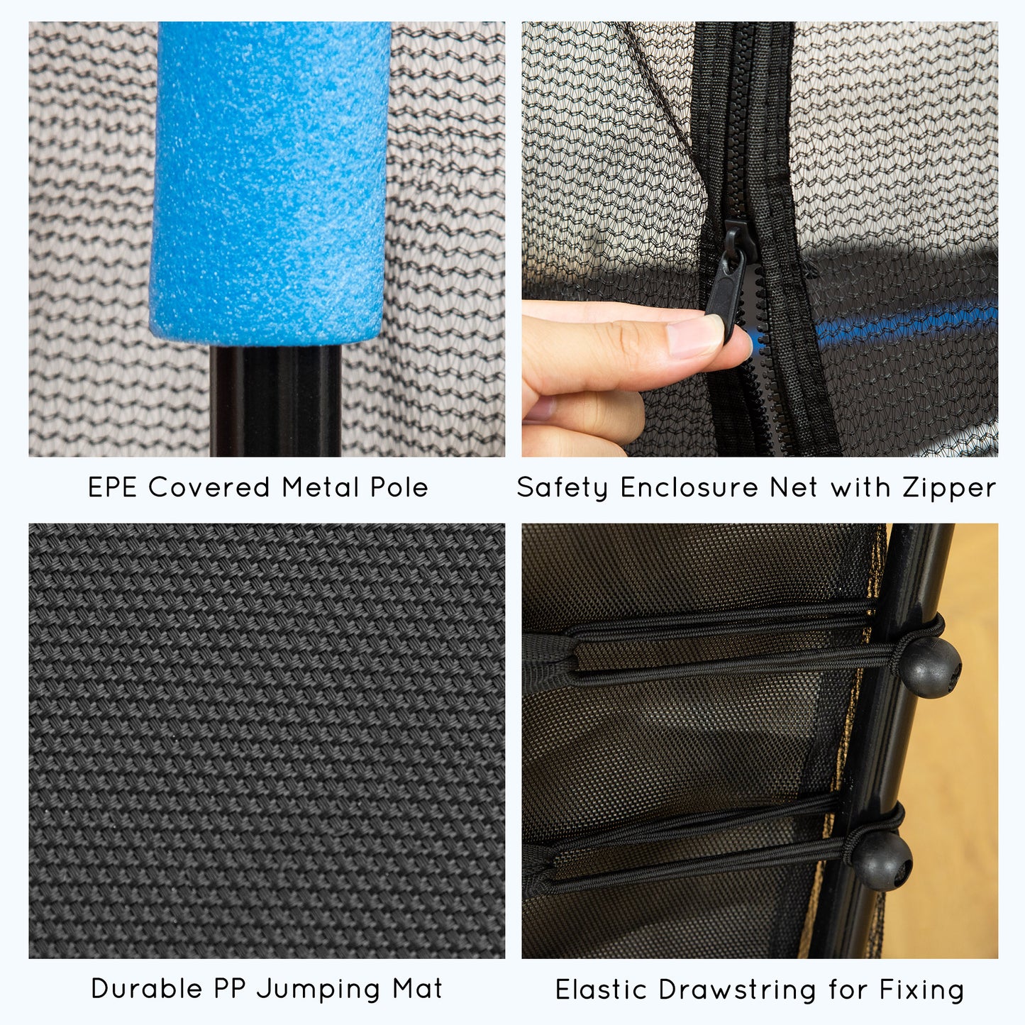 Soozier 64" Kids Trampoline Mini Indoor/Outdoor Bouncer Jumper with Enclosure Net Elastic Thick Padded Pole Gift for Child Toddler Age 3-10 Years Old Blue
