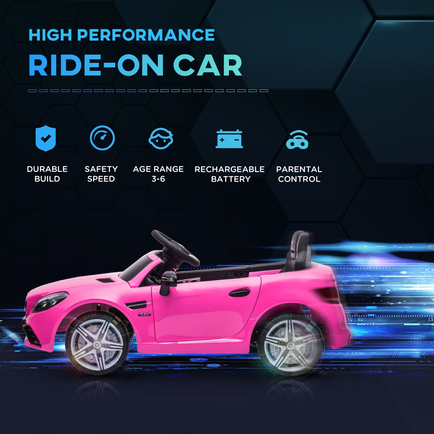 Aosom 12V Ride On Car with Parent Remote Control Two Motors Music Lights Suspension Wheels for 3-6 Years Black