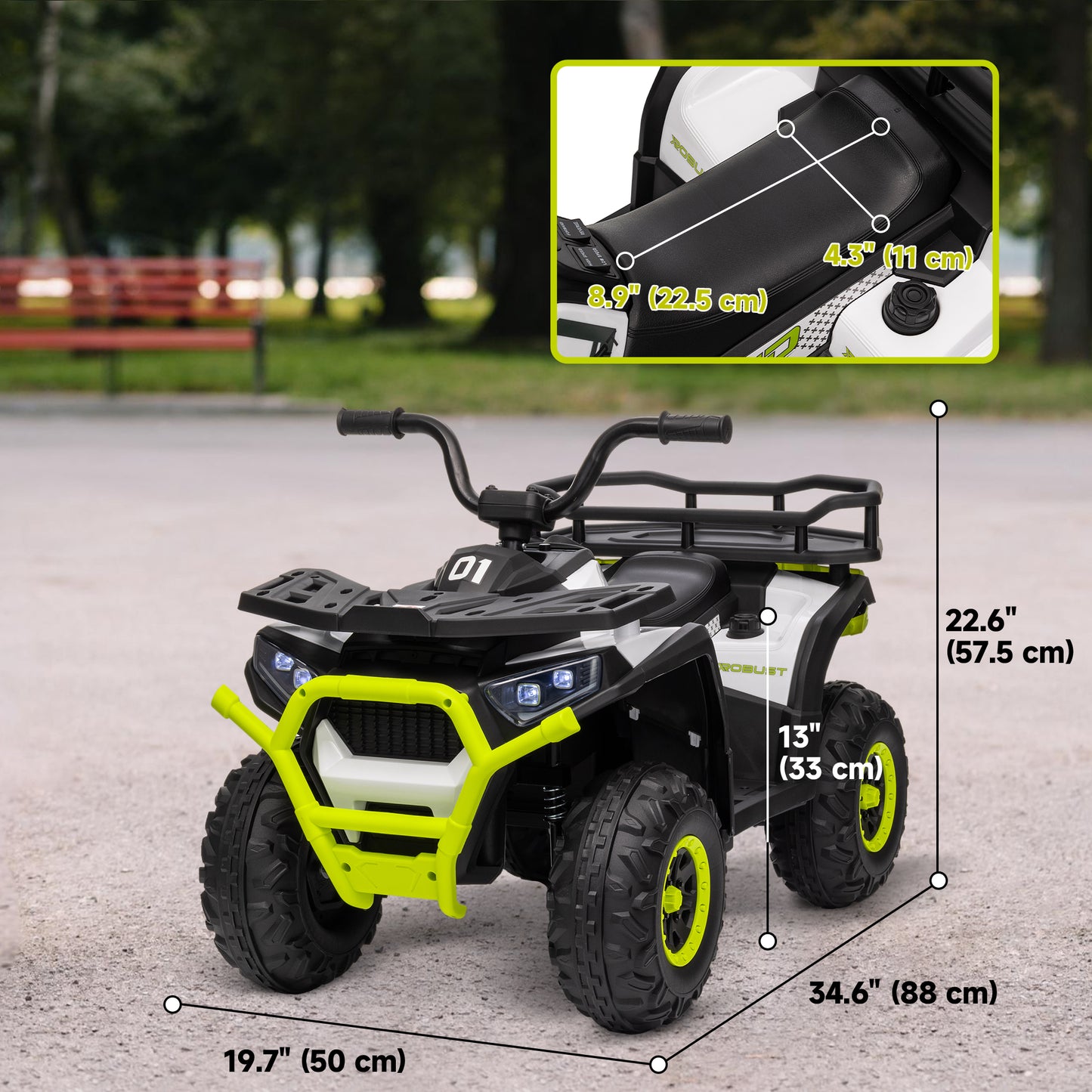 Qaba Kids ATV, 12V Battery Powered Electric Ride on Toy w/ Spring Suspension, Storage Basket, High & Low Speed, Green