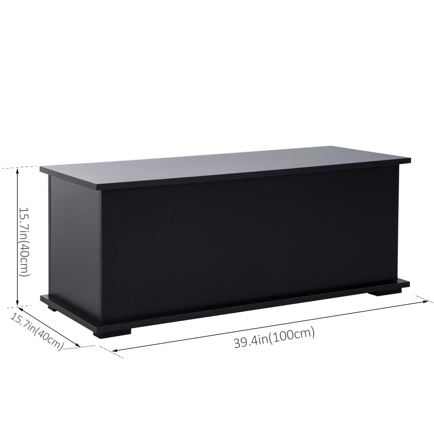 HOMCOM 39.5" Storage Chest with 2 Safety Hinges, Storage Box Organizer with Flip-Top Lid, Entryway Storage Bench, Black