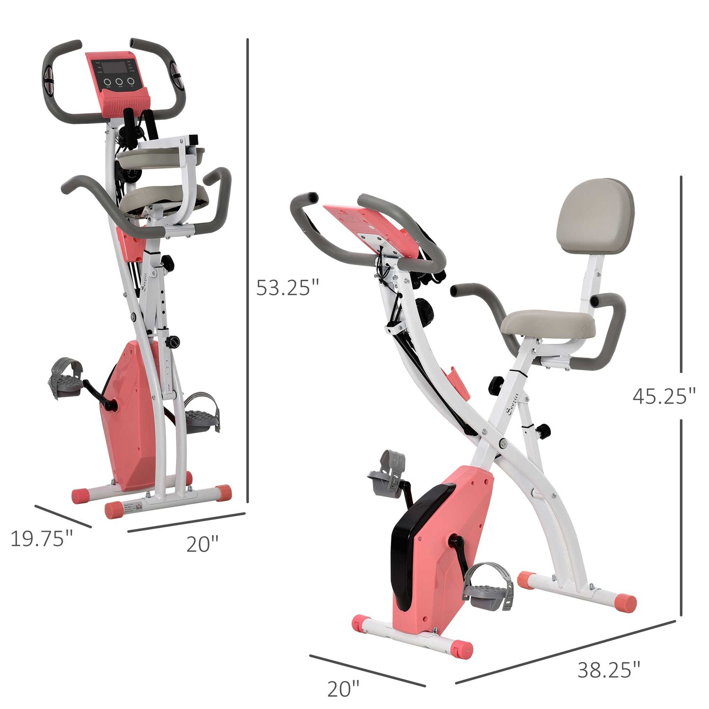 Soozier 3 in 1 Folding Exercise Bike, Foldable Stationary Bike with 8-Level Magnetic Resistance, Adjustable Seat, Black