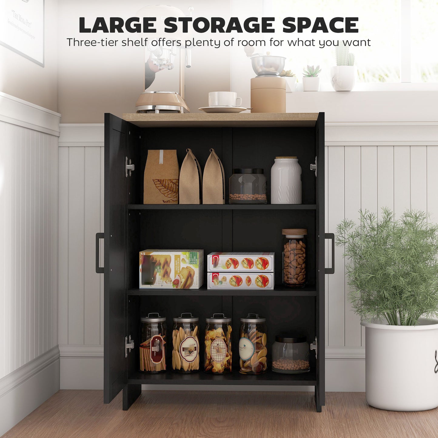 HOMCOM Modern Storage Cabinet with Doors and Adjustable Shelf for Kitchen, Living room, 23.6" x 11.8" x 35.4", White
