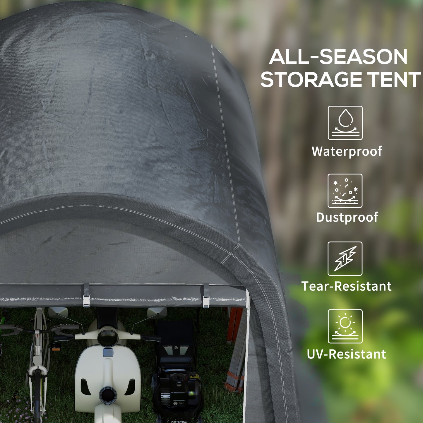 Outsunny 8' x 6' Carport with Sidewalls and Roll-up Door, Outdoor Storage Shelter for Motorcycle and Car, Grey