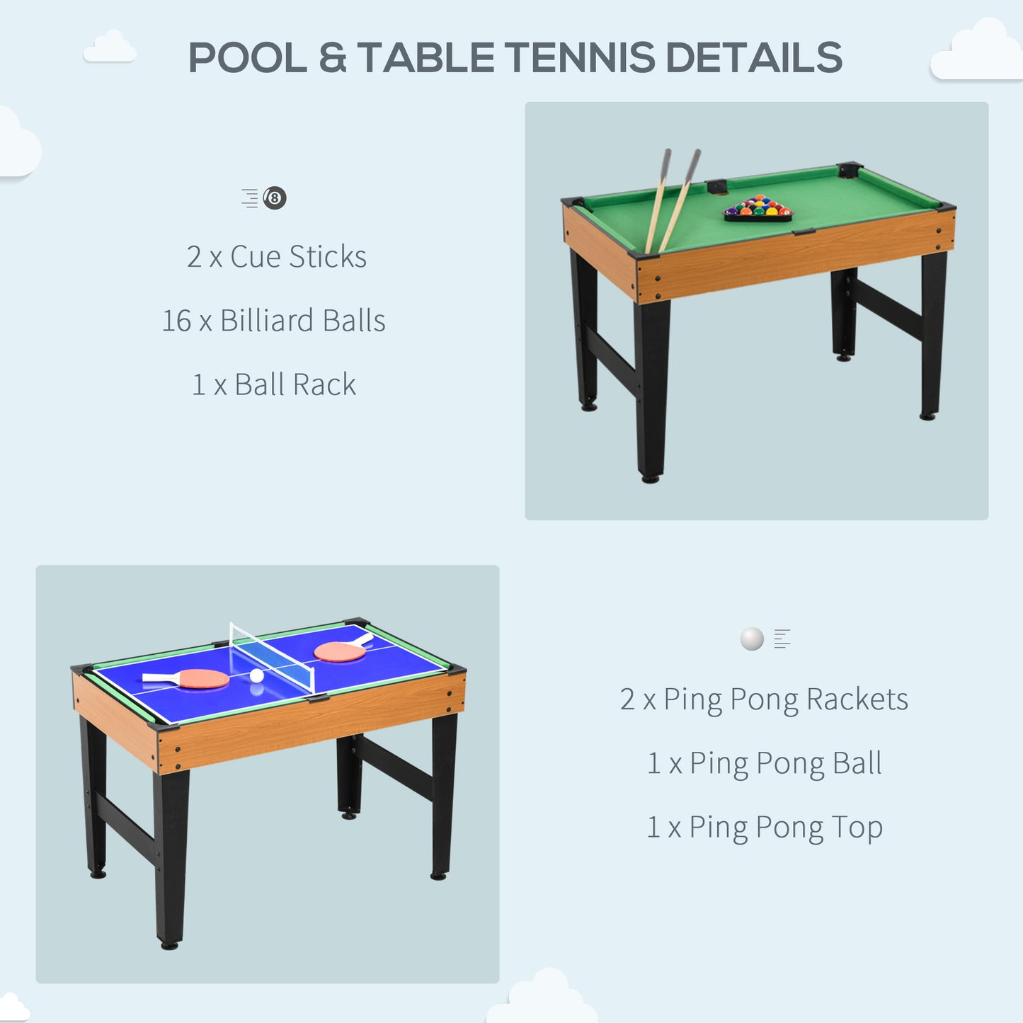 Soozier 43'' 4-in-1 Multi-Gaming Table, Tabletop Billiards Hockey Table Tennis Foosball Game, Easy Set up for Whole Family