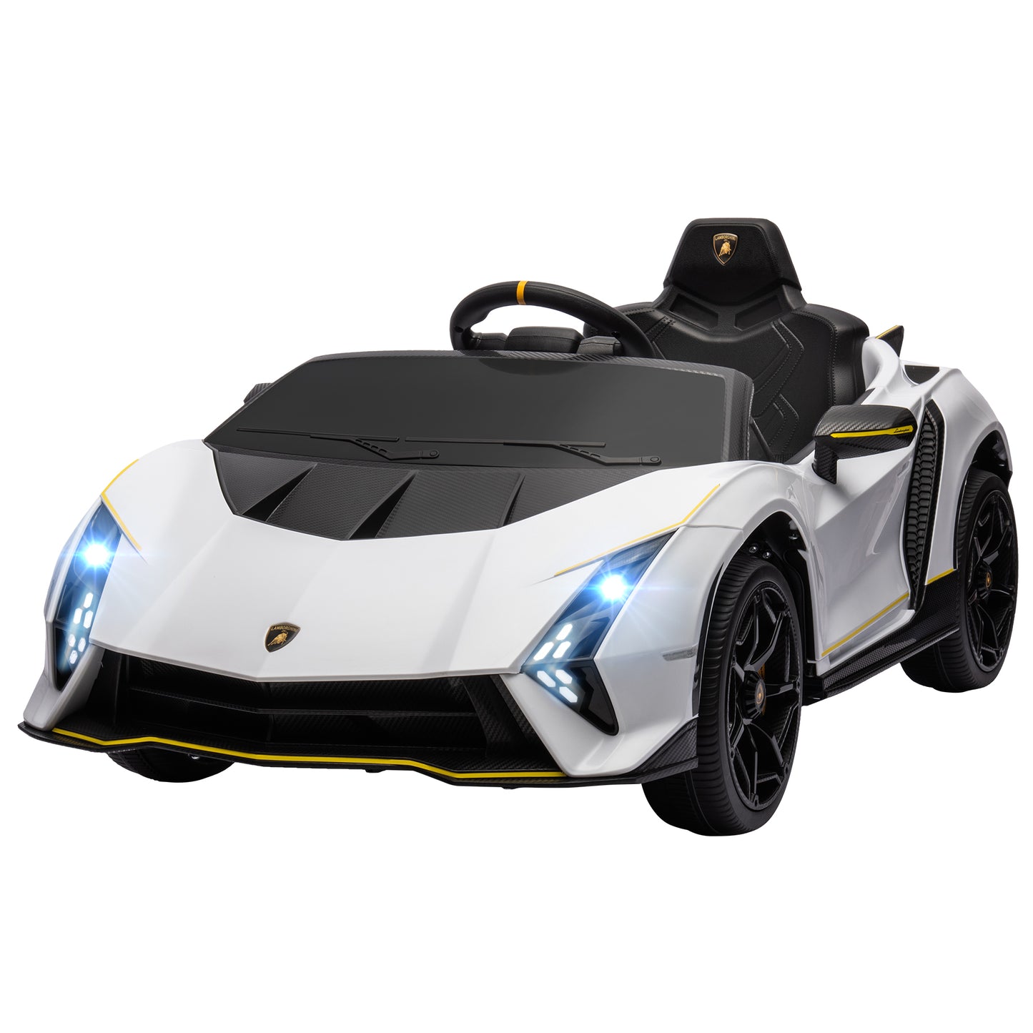 Qaba 12V Lamborghini Autentica Licensed Kids Car with Remote Control, 4 Wheels Spring Suspension, Soft Start, Red