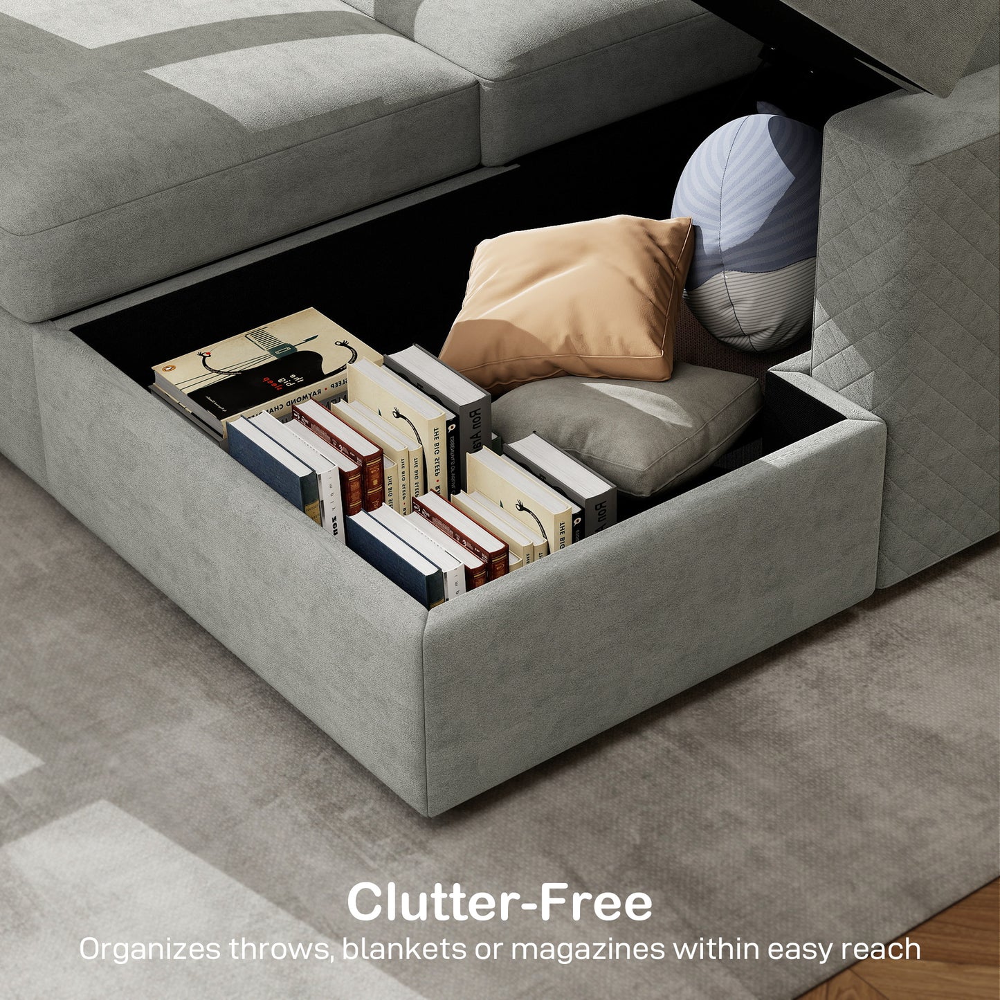 HOMCOM Pull Out Sofa Bed, Sleeper Sofa Couch with Hidden Storage, Chaise Lounge, Velvet Upholstery, U-Shaped Futon Couch