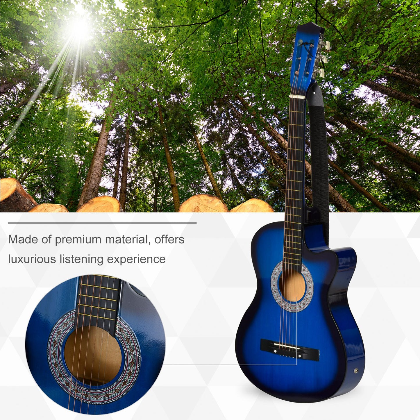 Soozier 39.5 Inch Acoustic Electric Guitar for Beginner with Strings, Beige Strap, 3 Picks and Case Bag, Wine Red