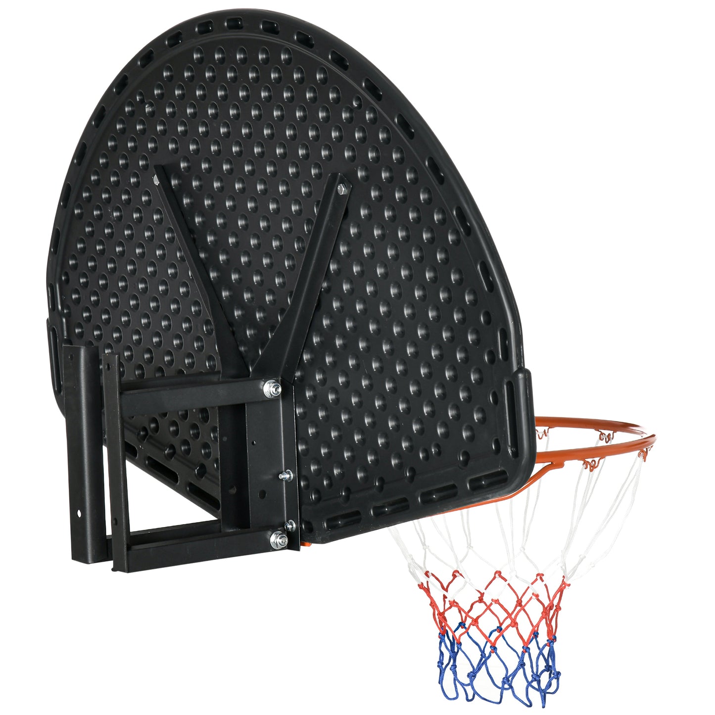 Soozier Wall Mounted Basketball Hoop with 43'' x 30'' Shatter Proof Backboard, for Indoor and Outdoor, Black