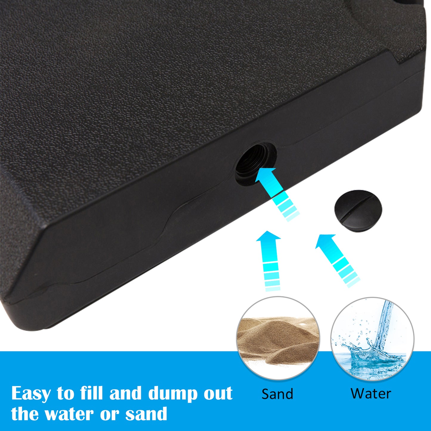 Outsunny 4 Pieces Umbrella Base Parasol Stand for Cantilever Umbrella Fill w/ Sand or Water Black