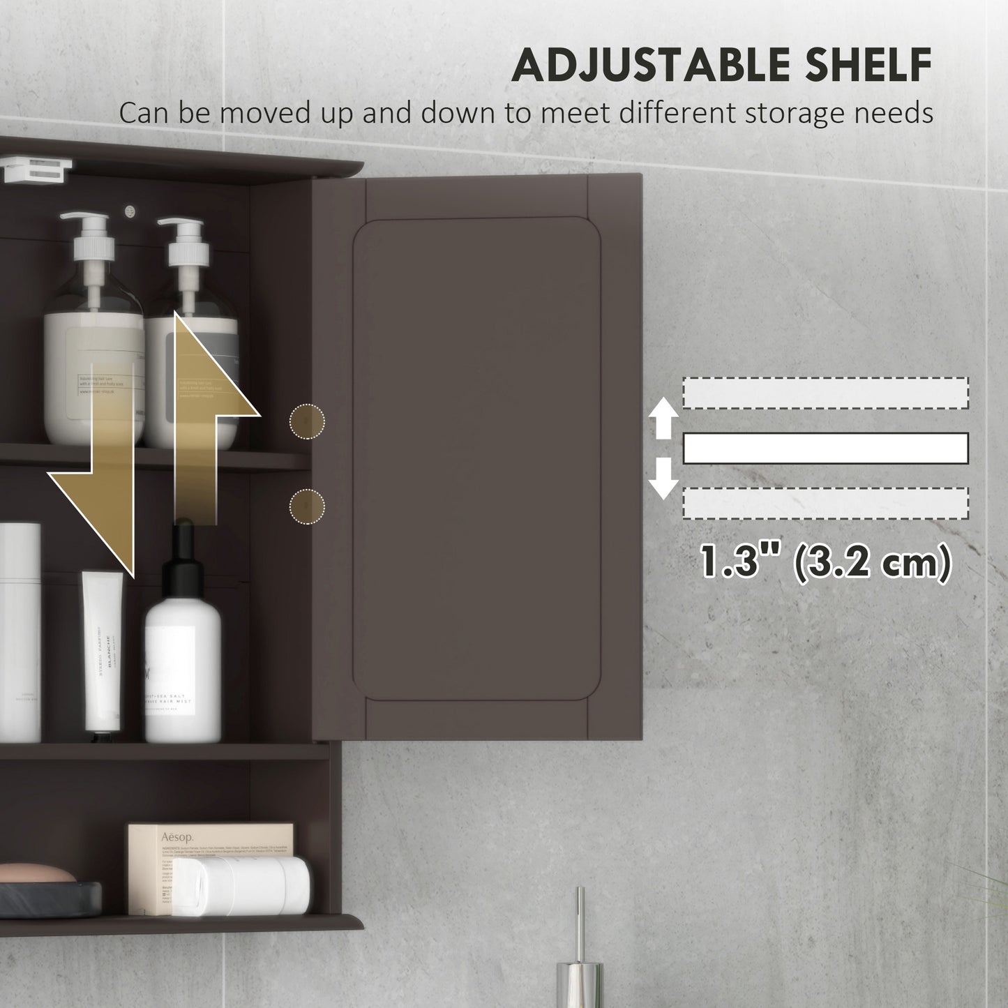 kleankin Medicine Cabinet, Wall-Mounted Bathroom Mirror Cabinet with Double Doors, Open Shelf, and Adjustable Shelf, Modern Bathroom Wall Cabinet, White
