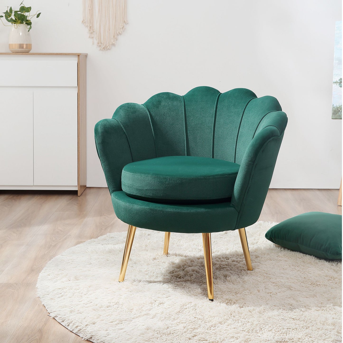HOMCOM Modern Accent Chair, Velvet-Touch Fabric Leisure Club Chair with Gold Metal Legs for Bedroom, Blue