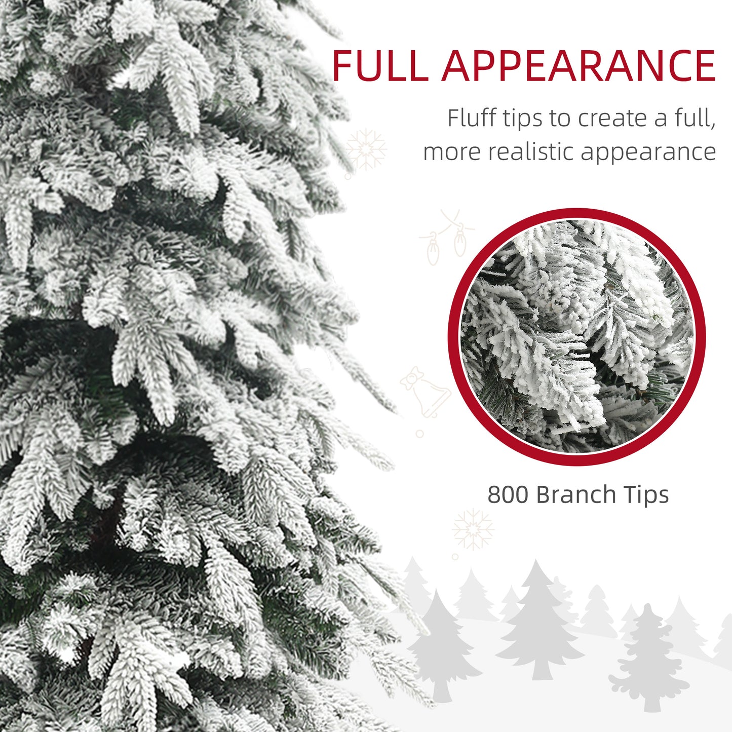 HOMCOM 6ft Pencil Flocked Artificial Christmas Tree with 600 Branch Tips, Auto Open and Steel Base, Green