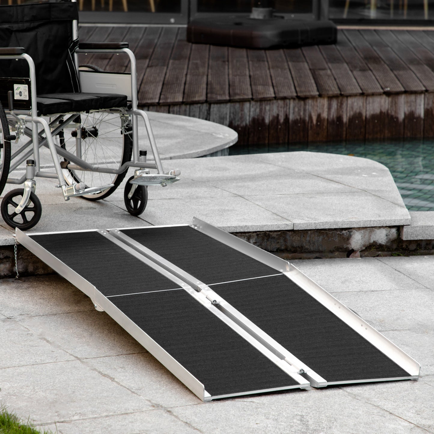 HOMCOM 6ft Wheelchair Ramp Scooter Mobility Non-Skid Layering Portable Foldable Aluminium