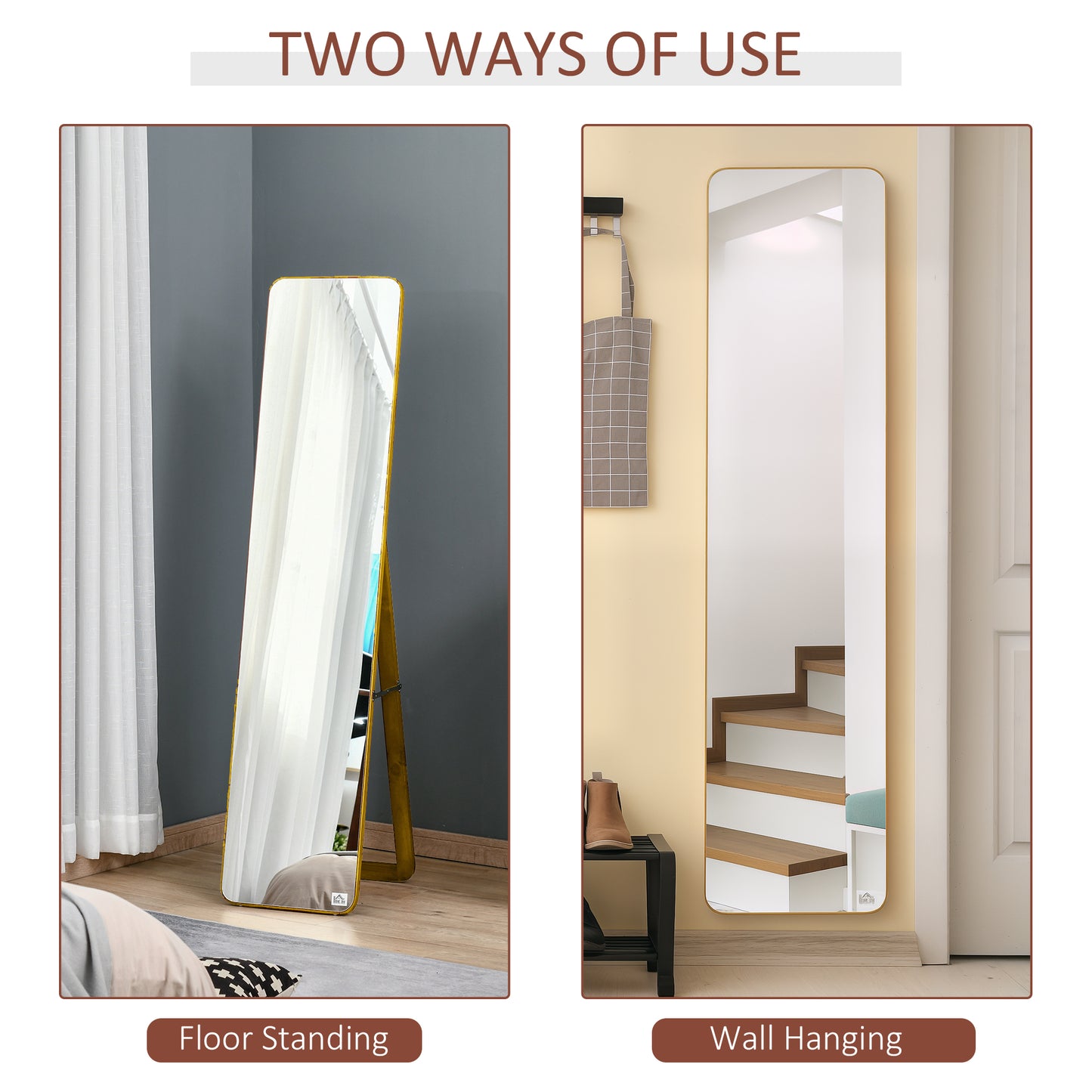 HOMCOM Full Length Mirror for Bedroom, Free Standing Dressing Mirror, Wall Mirror with Wood Frame, 15" x 61", Black