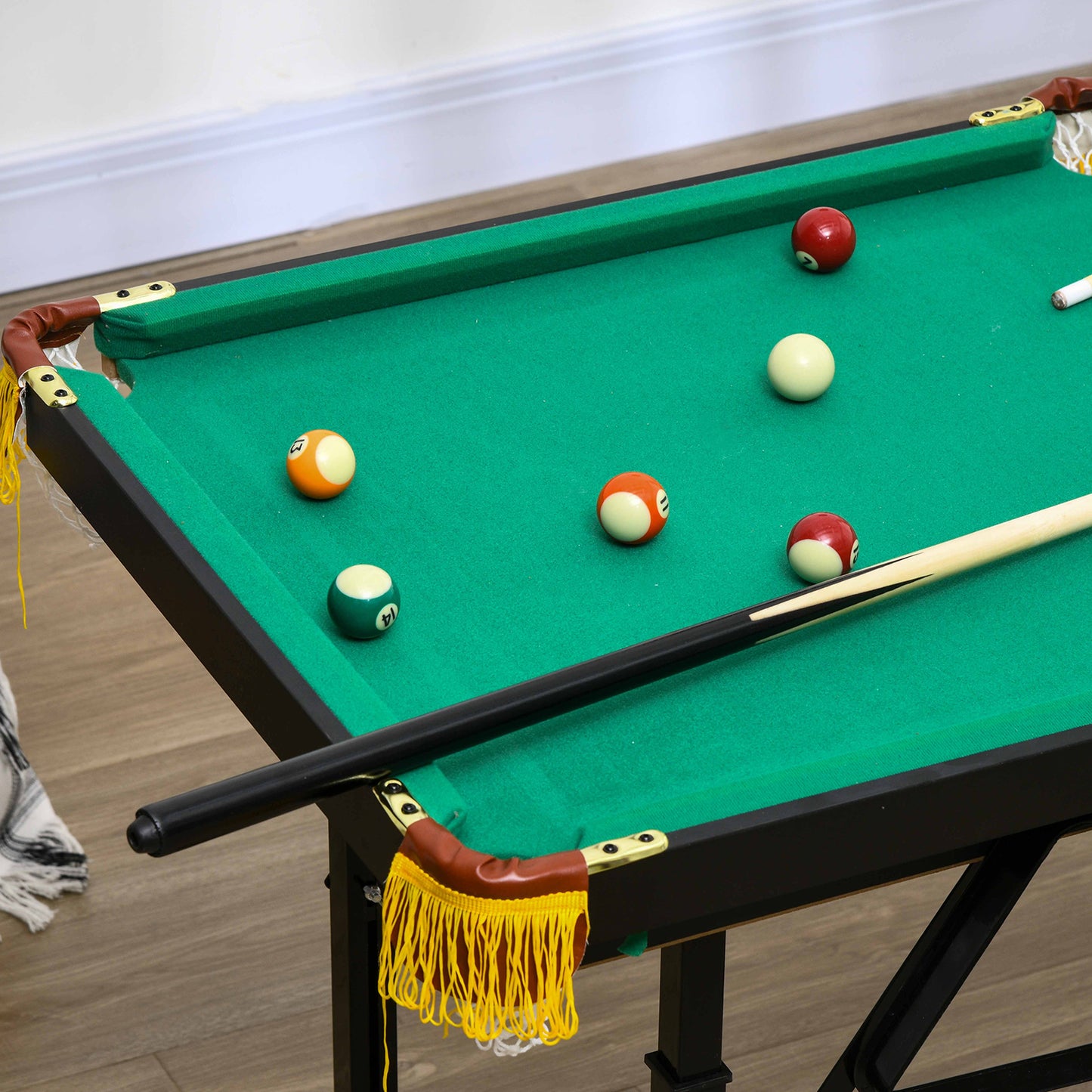 Soozier 55" Pool Table Set Folding Billiard Table with Adjustable Height, 2 Cues, 16 Balls, 2 Chalks, Triangle, Brush, Green