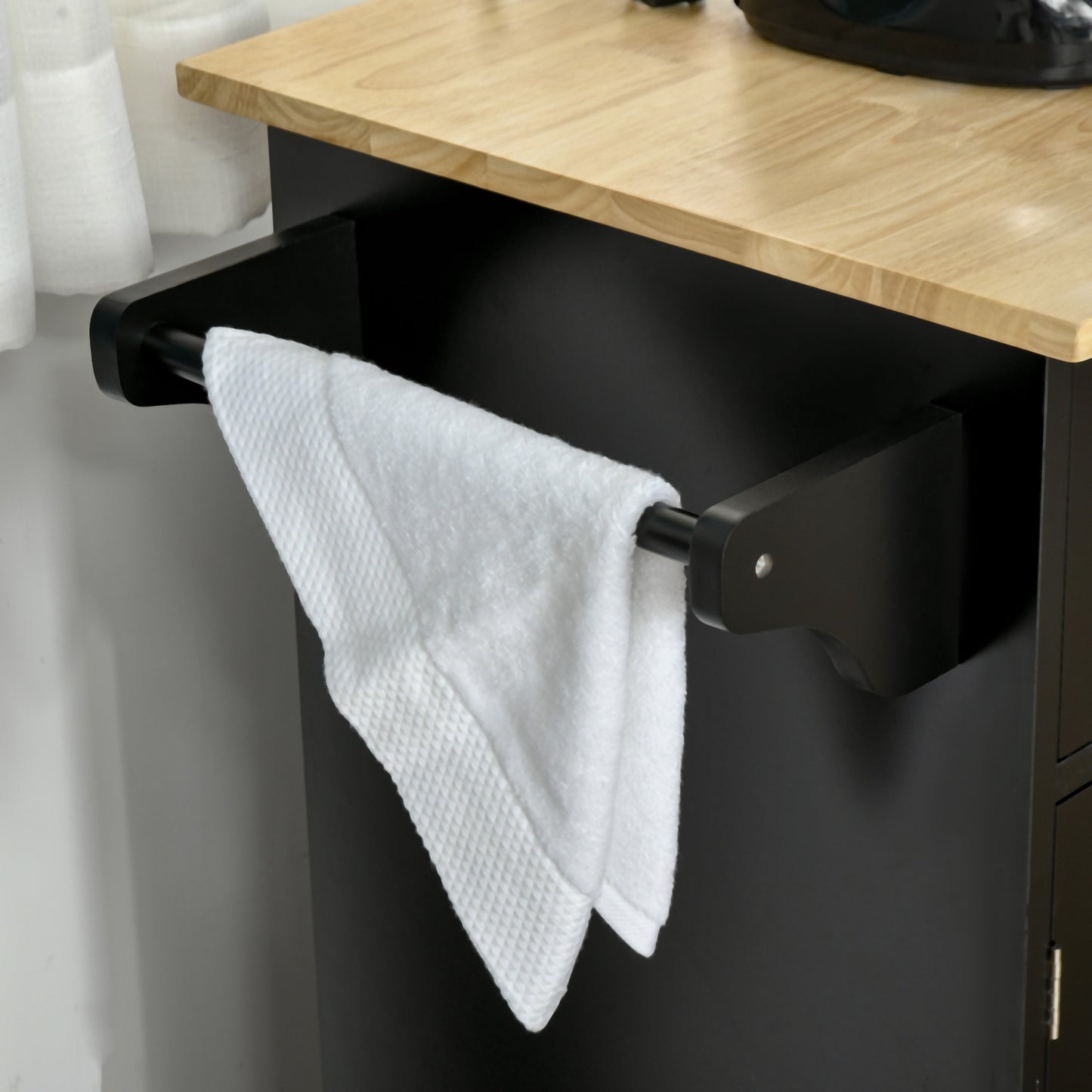 HOMCOM Modern Kitchen Island, Utility Kitchen Serving Cart with 2 Storage Drawers & Cabinets for Dining Room, Black