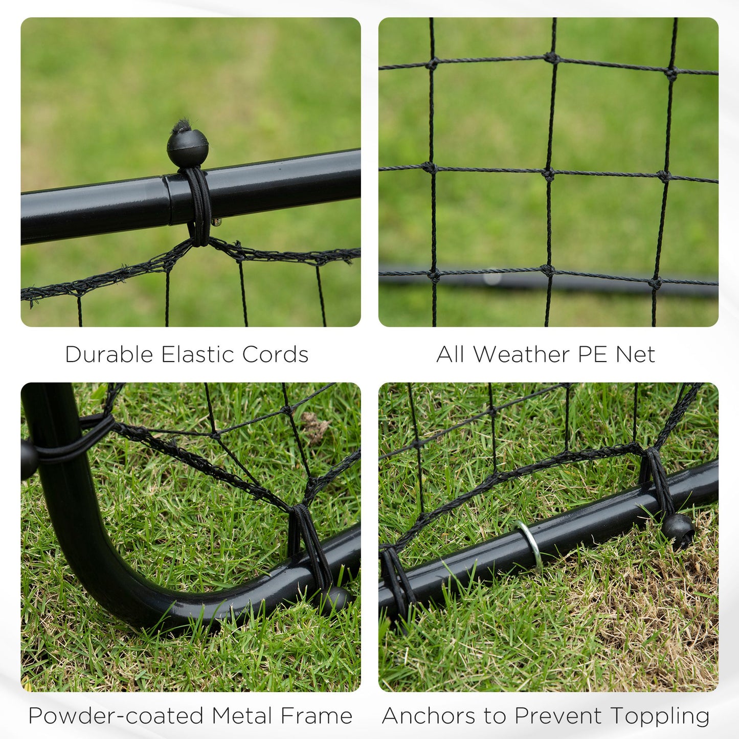 HOMCOM Volleyball Rebounder Net Football Training Aid Kickback Target Play Black