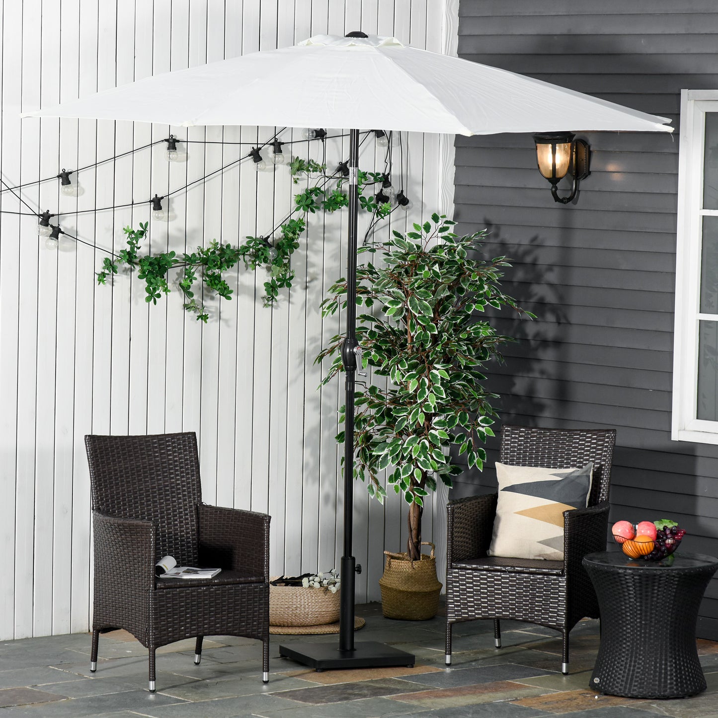 Outsunny 29 lbs Market Umbrella Base Holder 16" Heavy Duty Square Parasol Stand for Patio, Outdoor, Backyard, Black