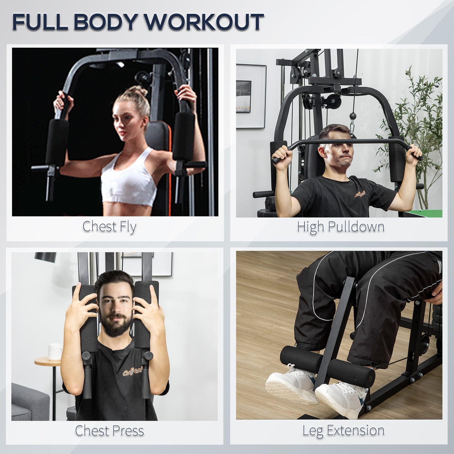 Soozier Multi-Exercise Home Gym Station with 99lbs Weight Stack, for Full Body Workout