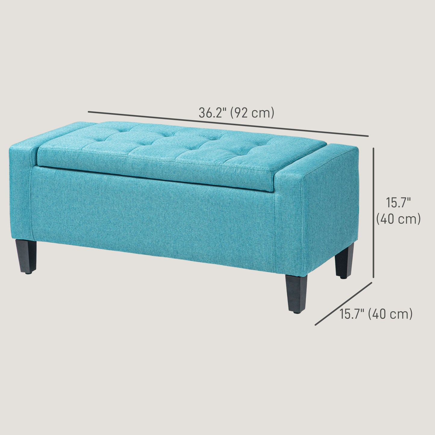 HOMCOM Storage Ottoman Bench Linen-Touch Fabric Tufted Chest Footstool with Flipping Top, Beige