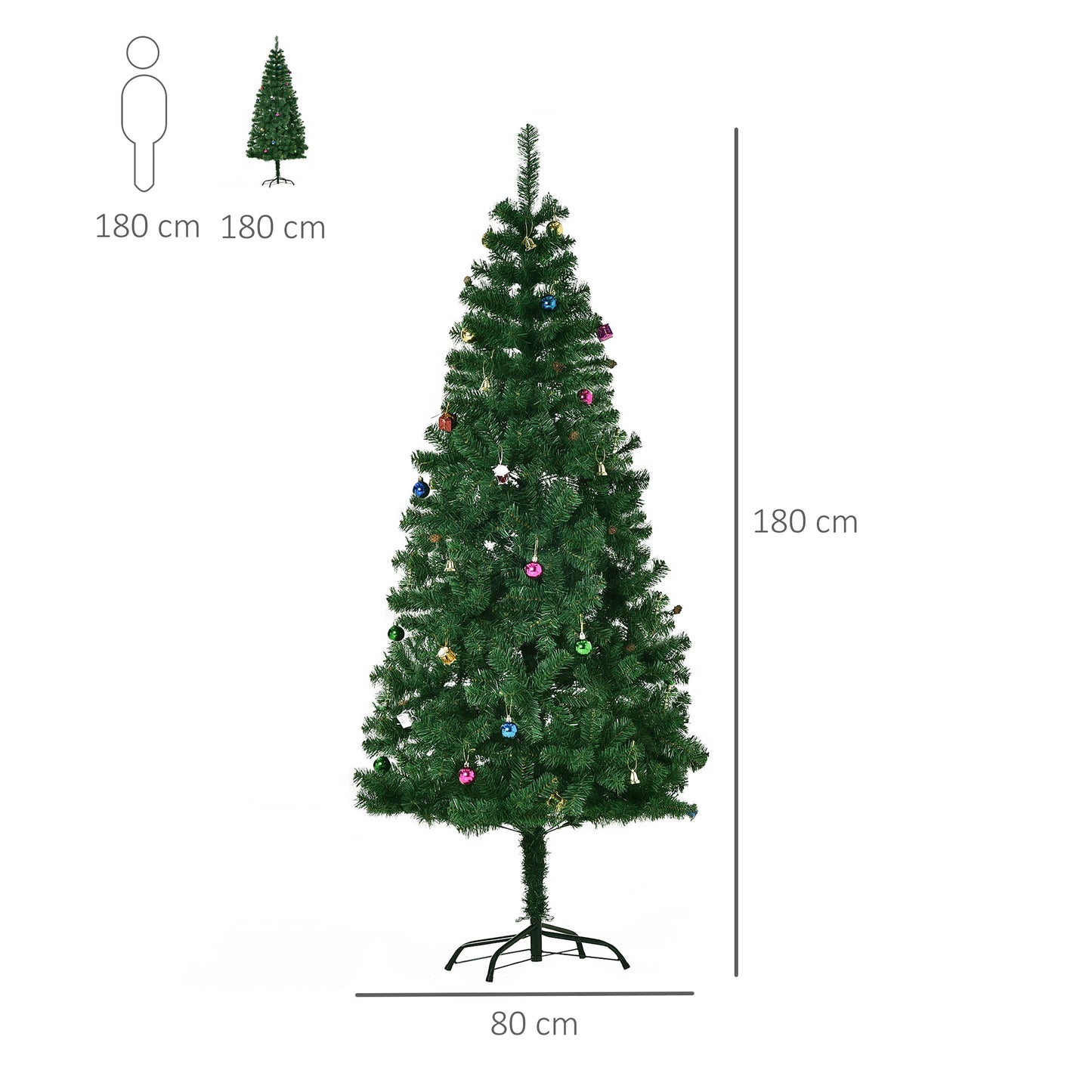 HOMCOM 4.9ft Green Christmas Tree Artificial Xmas Holidays Party with Decoration Ornament